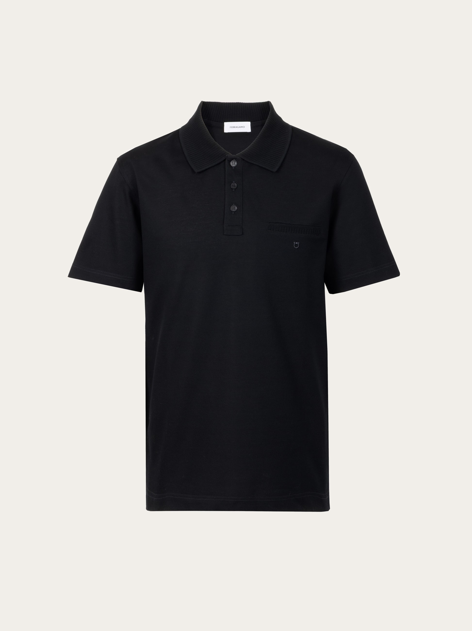 Ferragamo Cotton Polo Shirt In Black