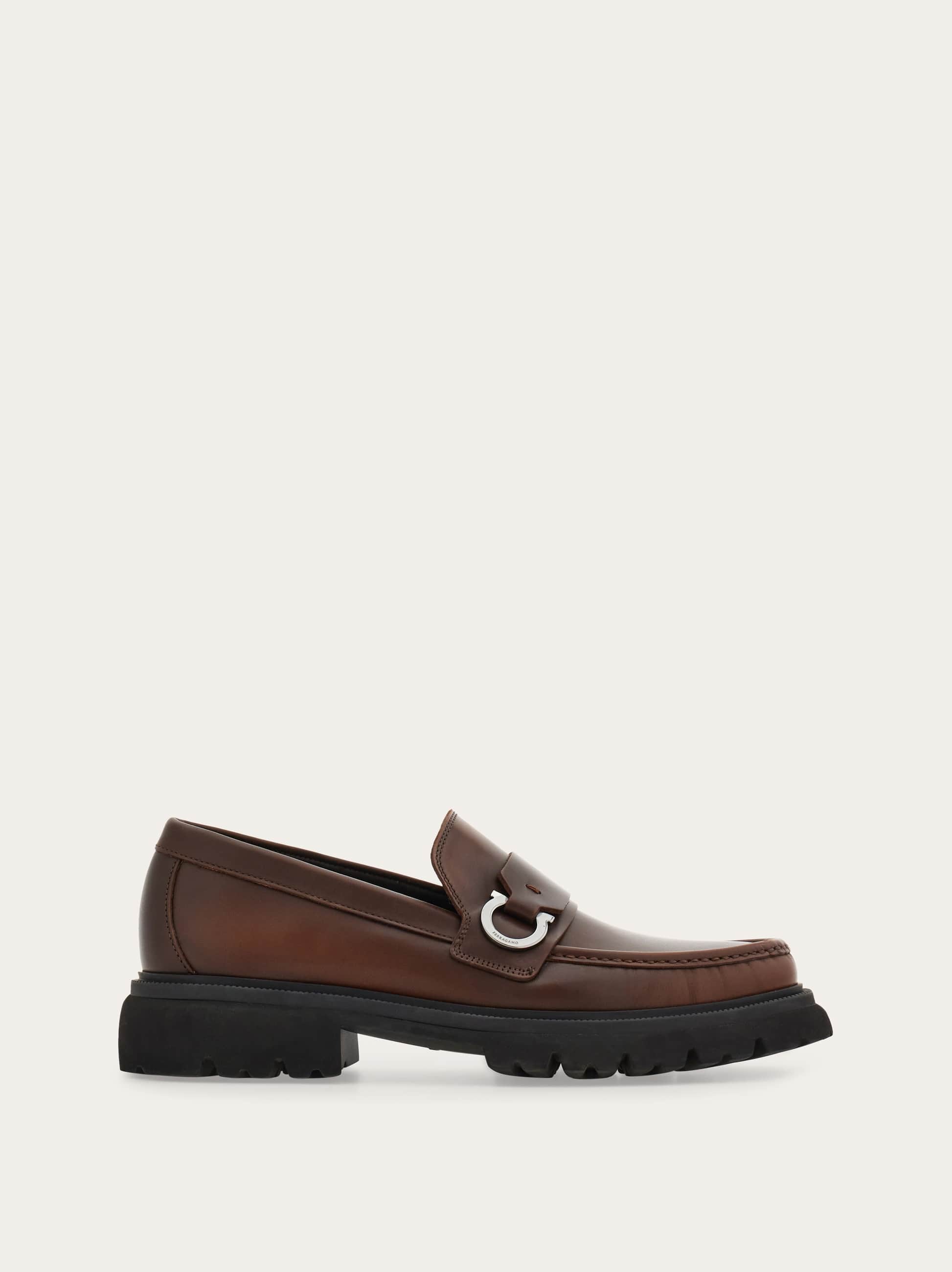 Ferragamo Loafer With Gancini Detail In Brown