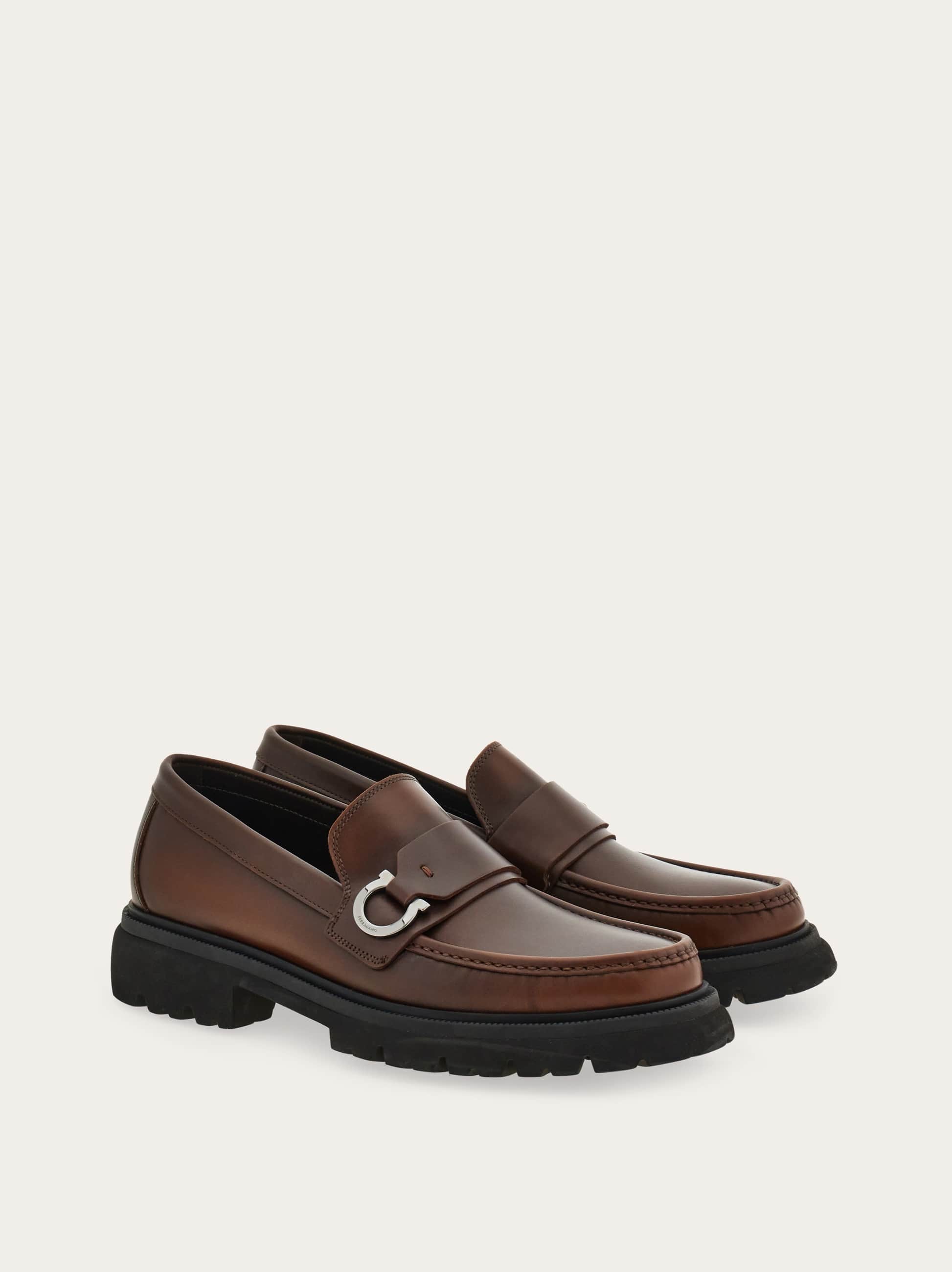 Ferragamo Loafer With Gancini Detail In Brown