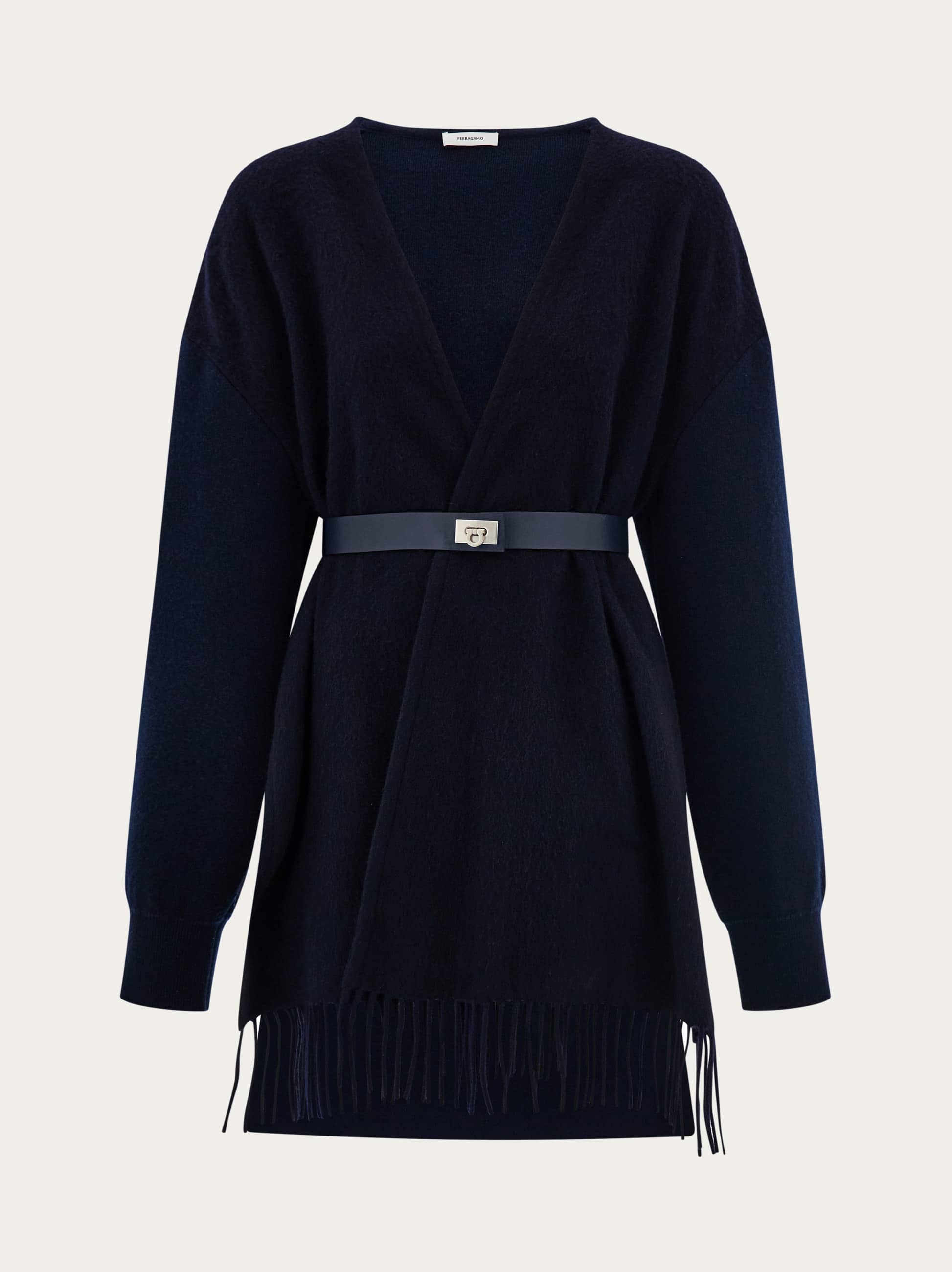 Ferragamo Poncho Cardigan In Blue
