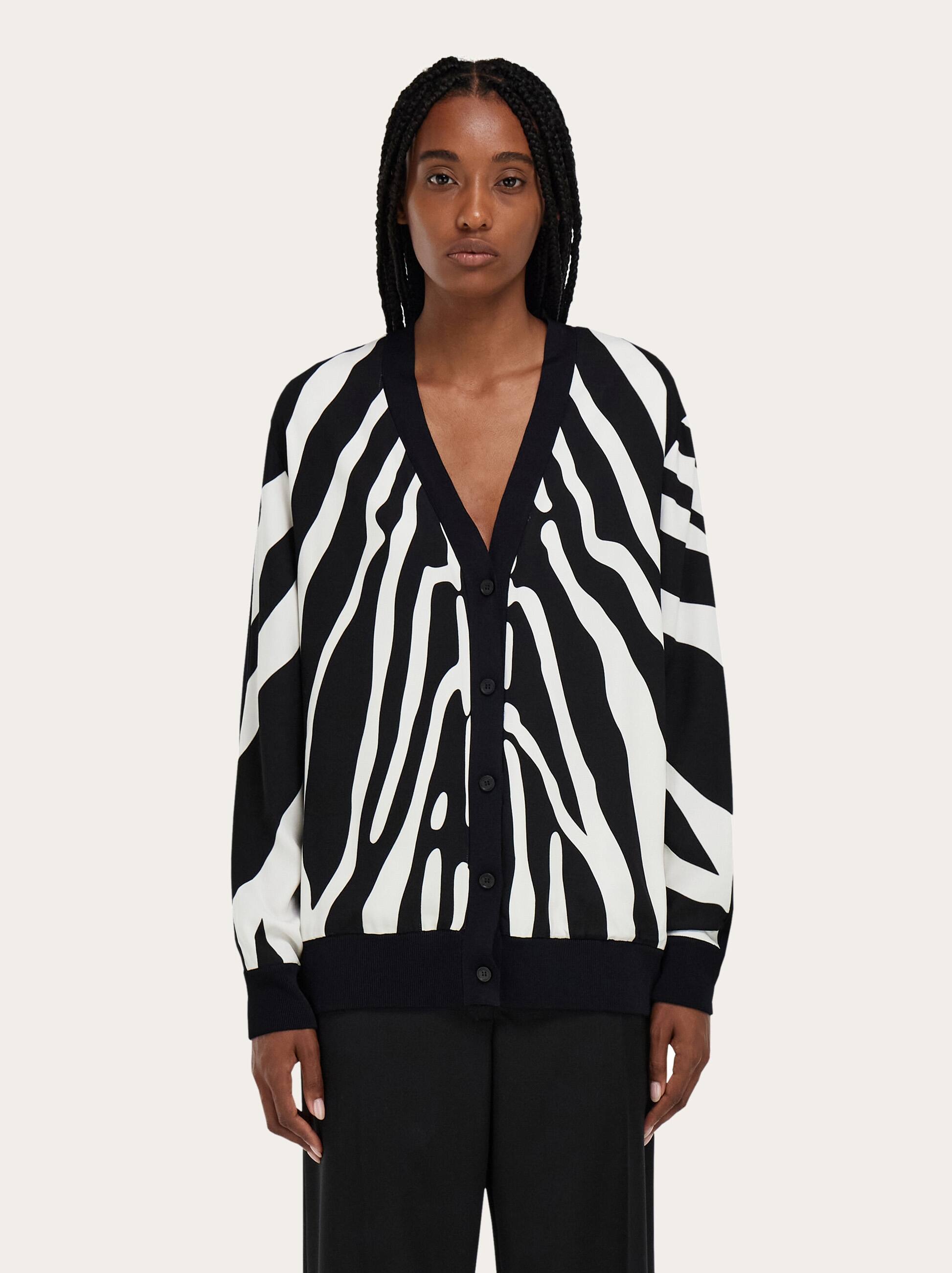  Ferragamo Damen Strickjacke Mit Einsatz Schwarz 