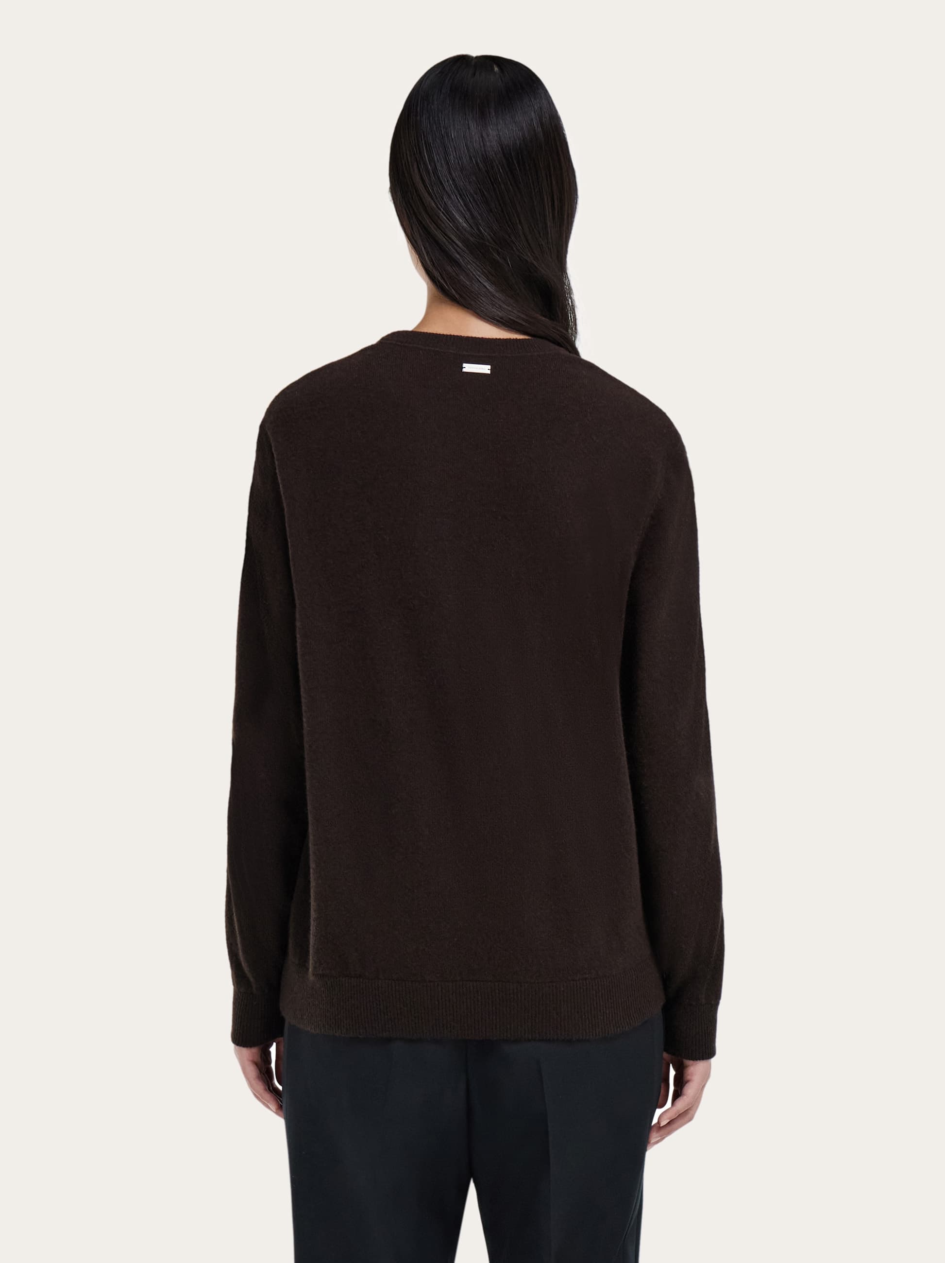  Ferragamo Damen Pullover Mit Seideneinsatz Braun 