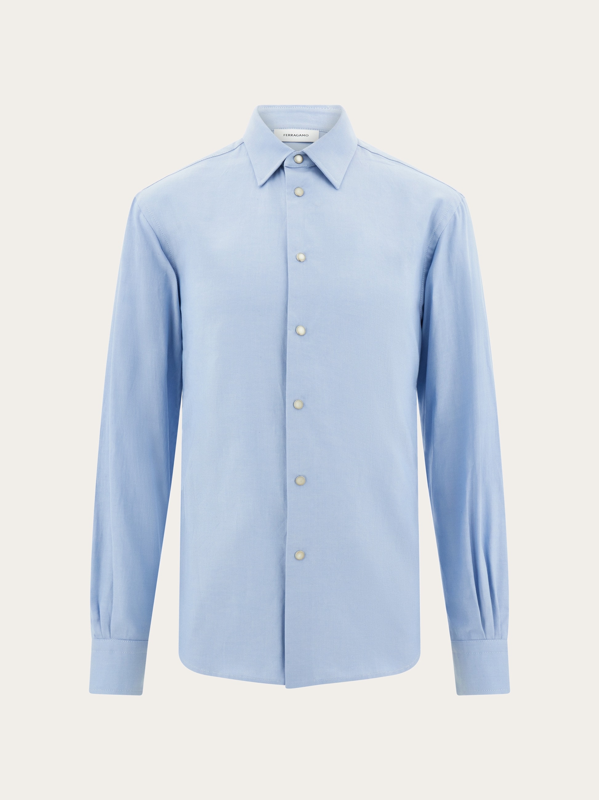 Ferragamo Uomo Camicia in Oxford Blu