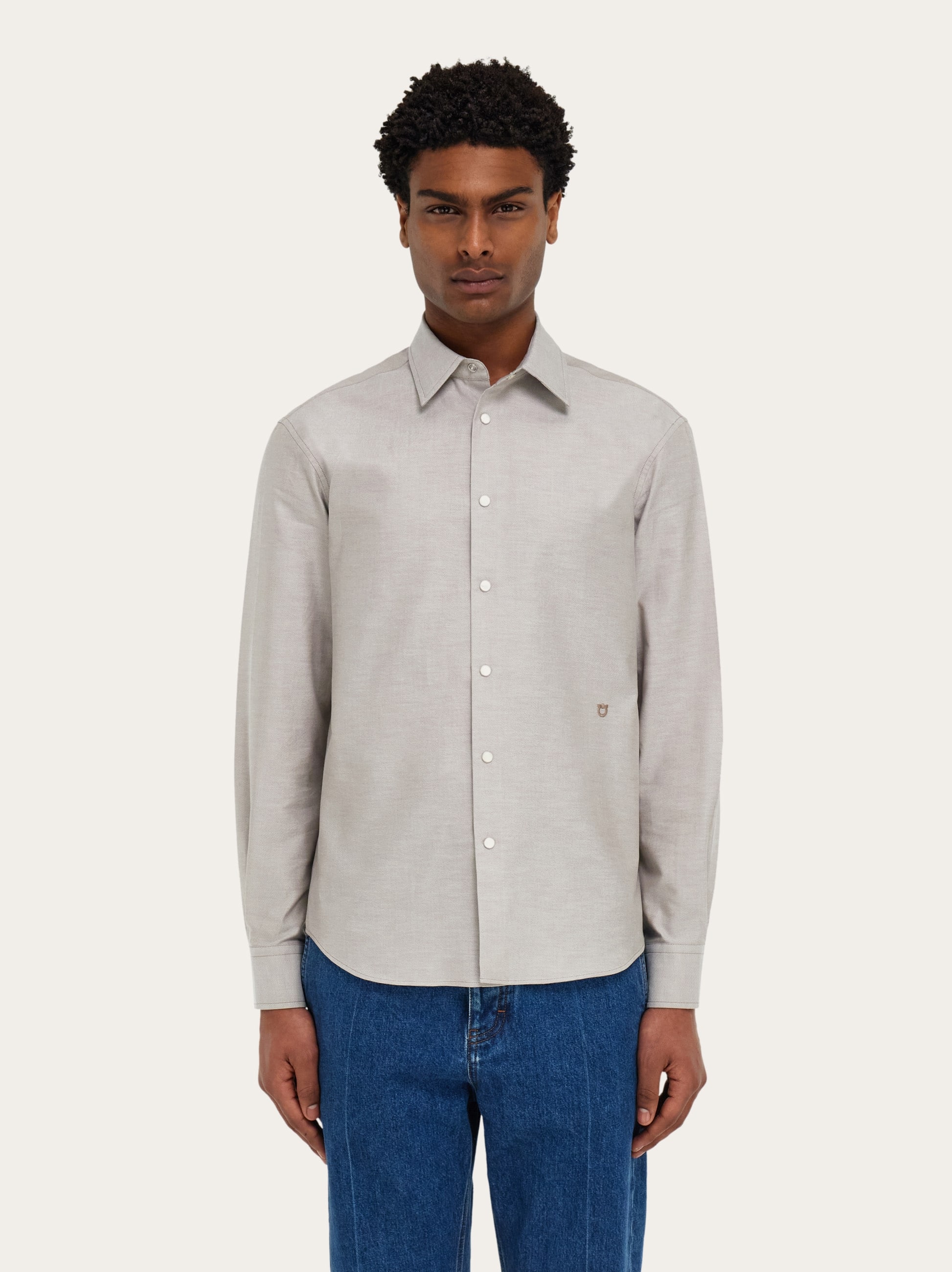  Ferragamo Herren Oxford-hemd Beige 