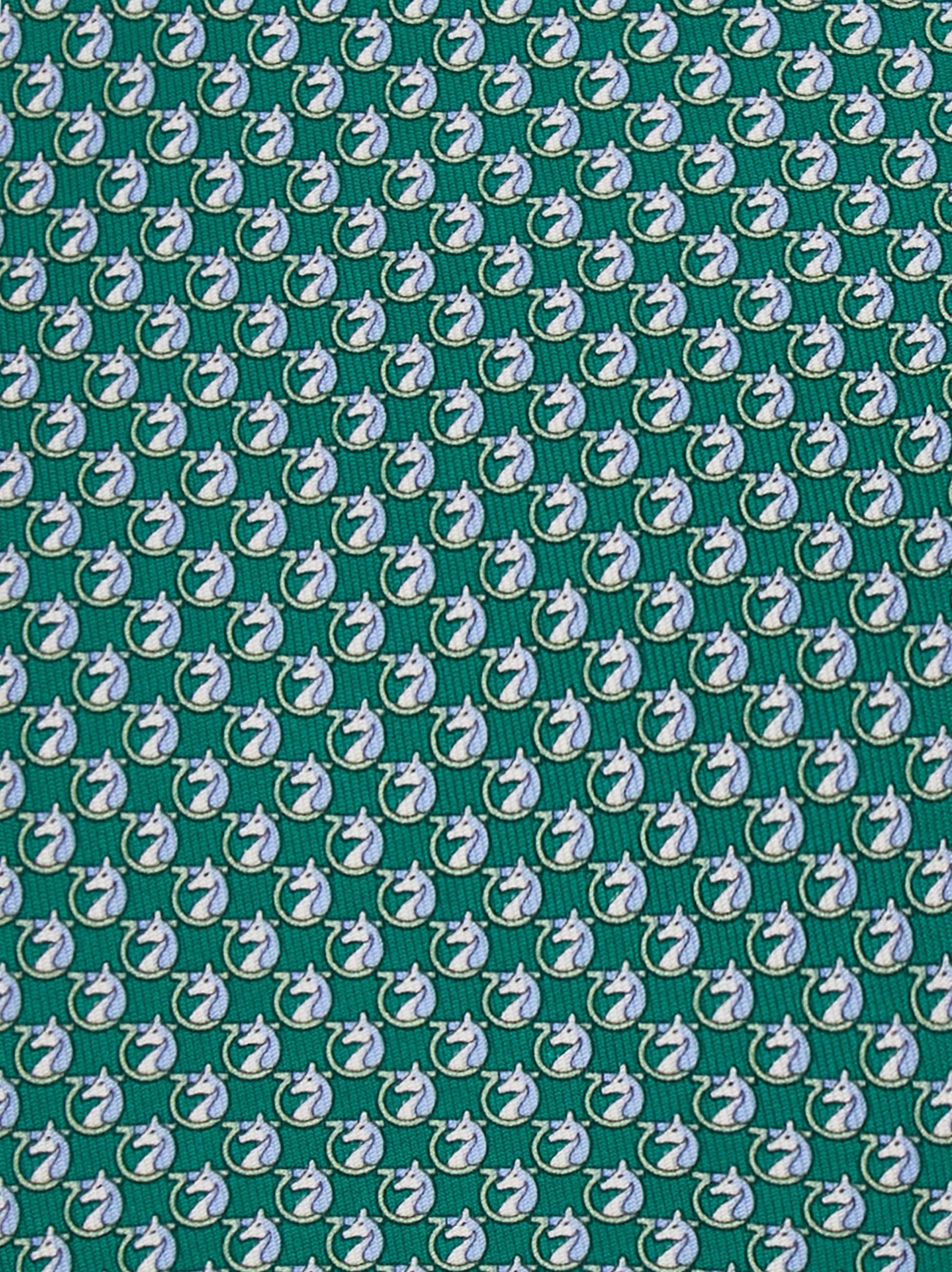  Ferragamo Herren Seidenkrawatte Mit Pegasus-print Grün 