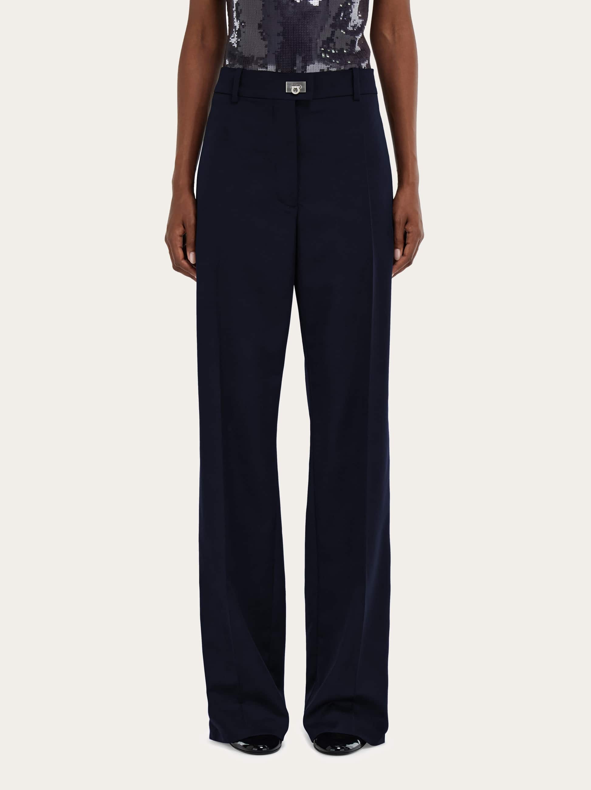 Ferragamo Cashmere Blend Tailored Trouser In Blue