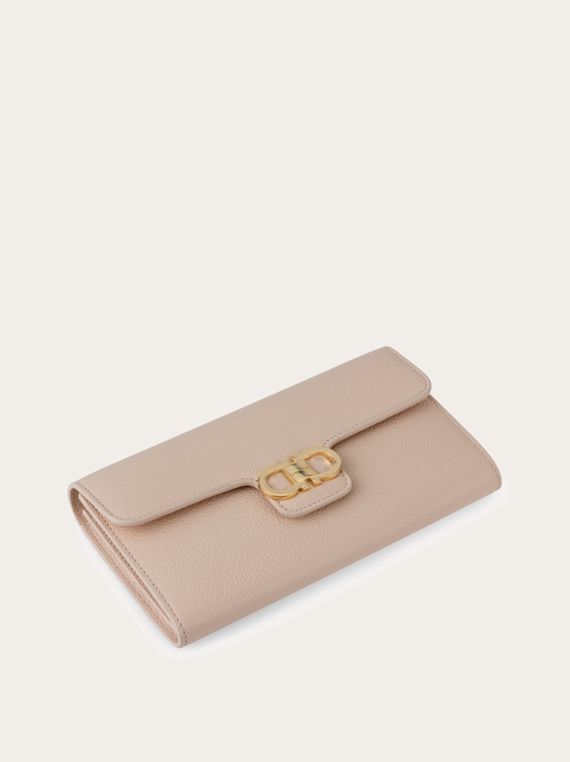 Ferragamo Gancini Wallet With Shoulder Strap In Pink