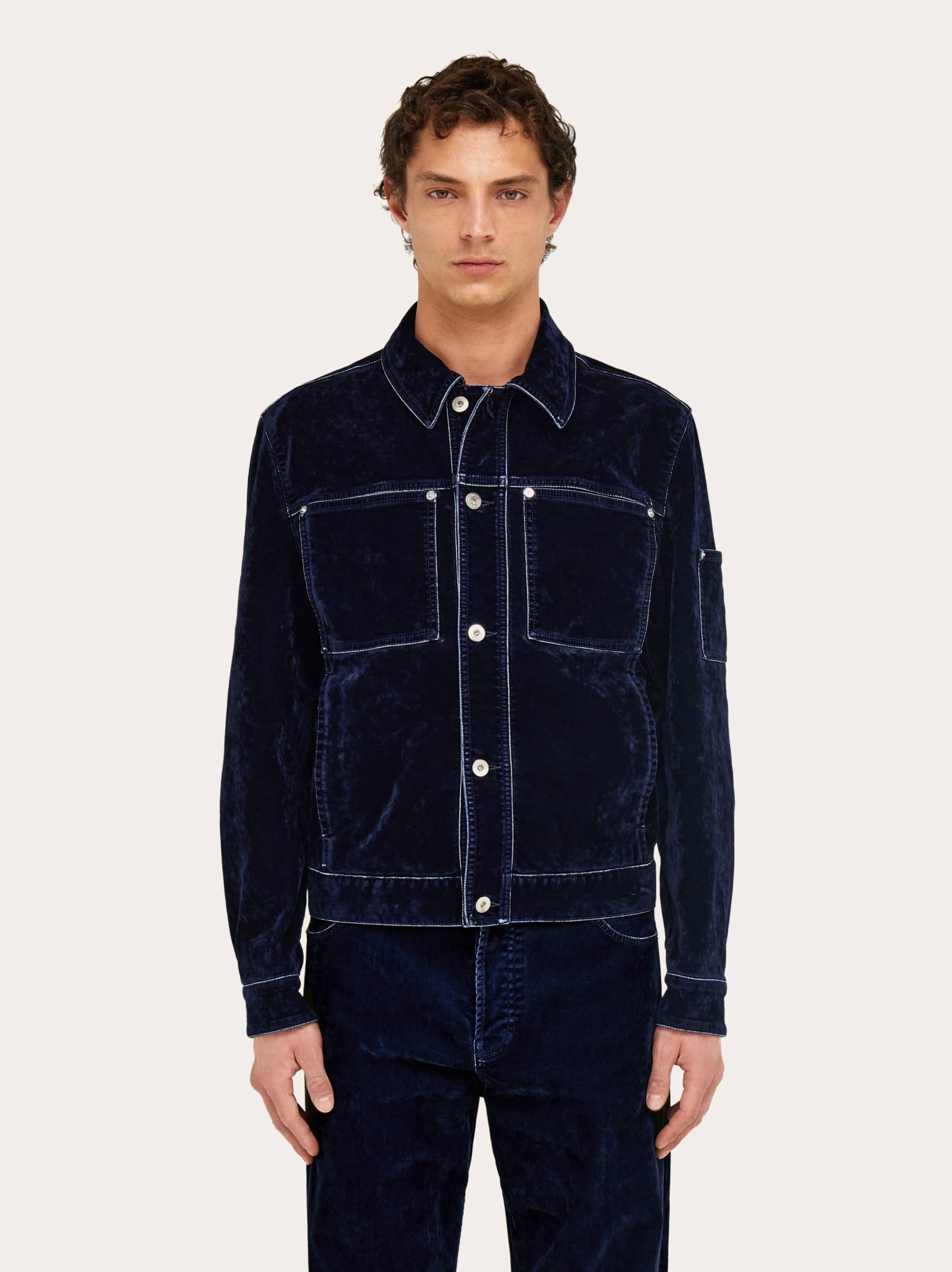 Ferragamo Trucker Jacket In Blue