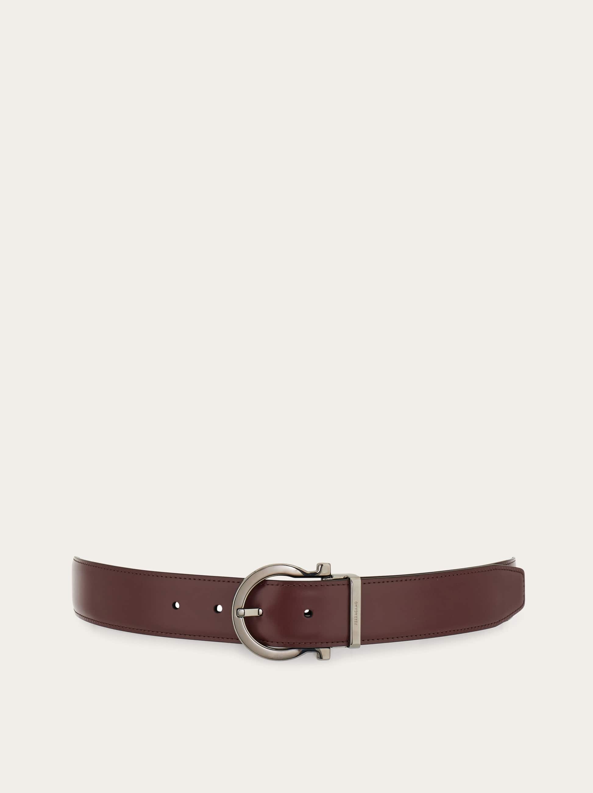 Ferragamo Reversible And Adjustable Gancini Belt In Brown