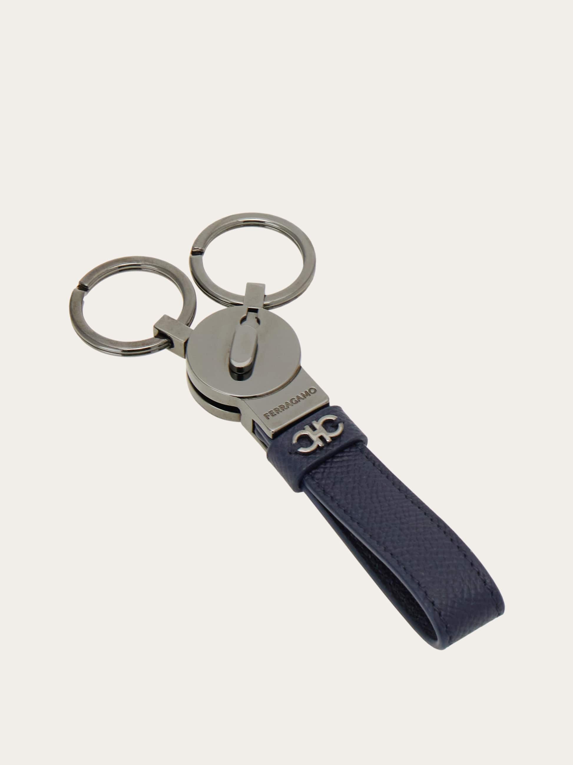  Ferragamo Men Gancini Key Holder Blue 
