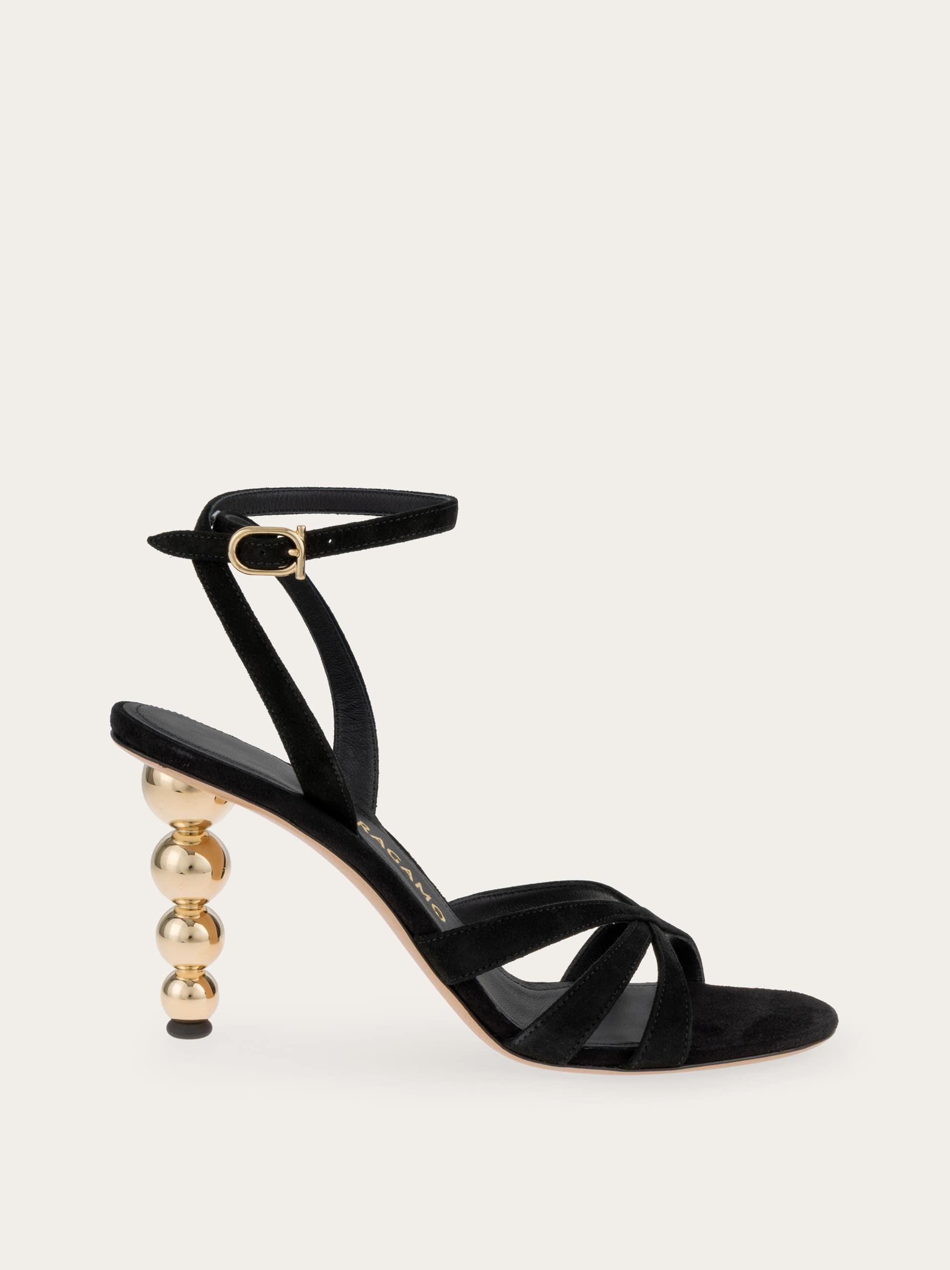 Ferragamo Bauble Heel Sandal In Black