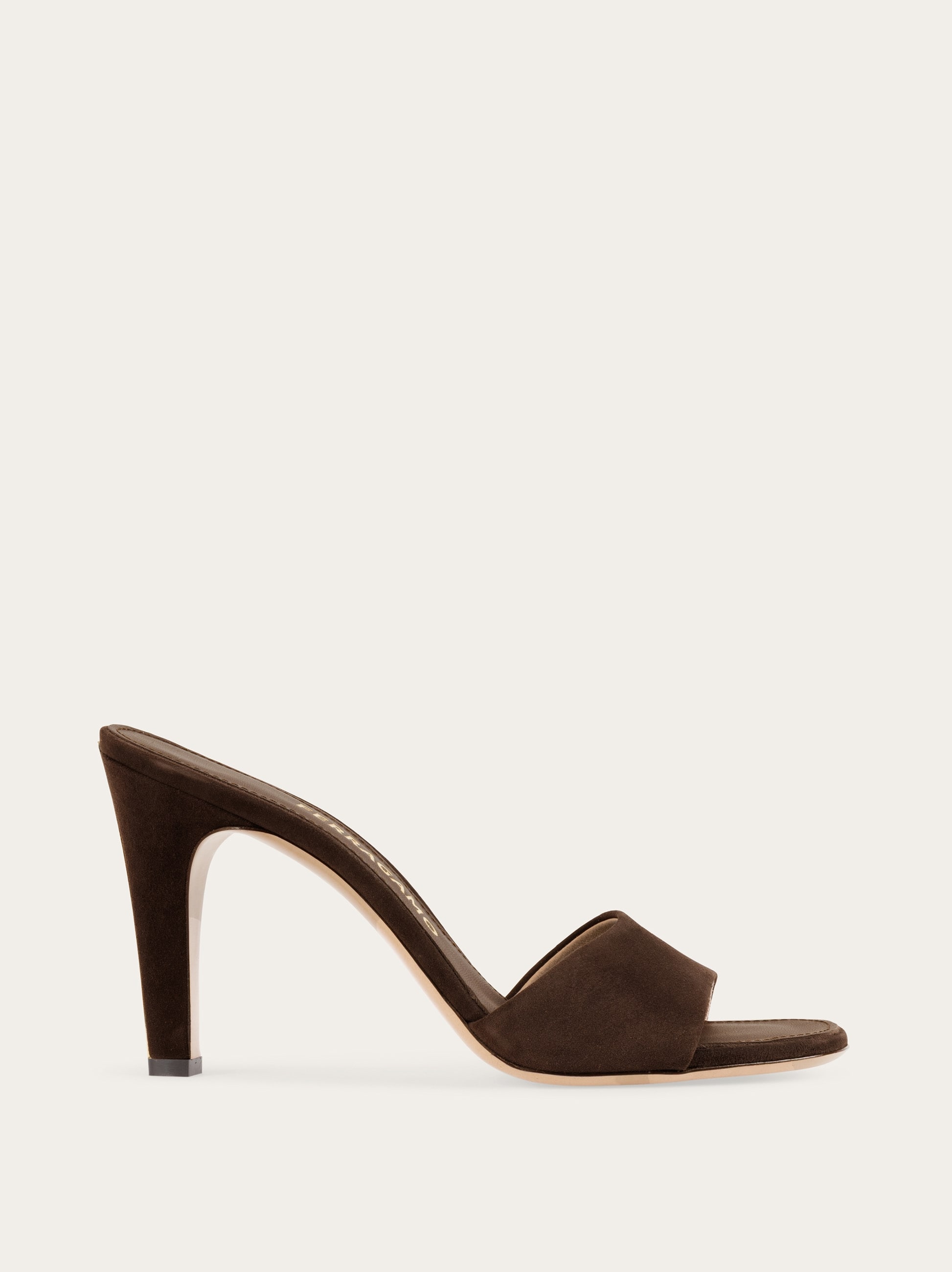 Ferragamo High Heeled Slide In Brown