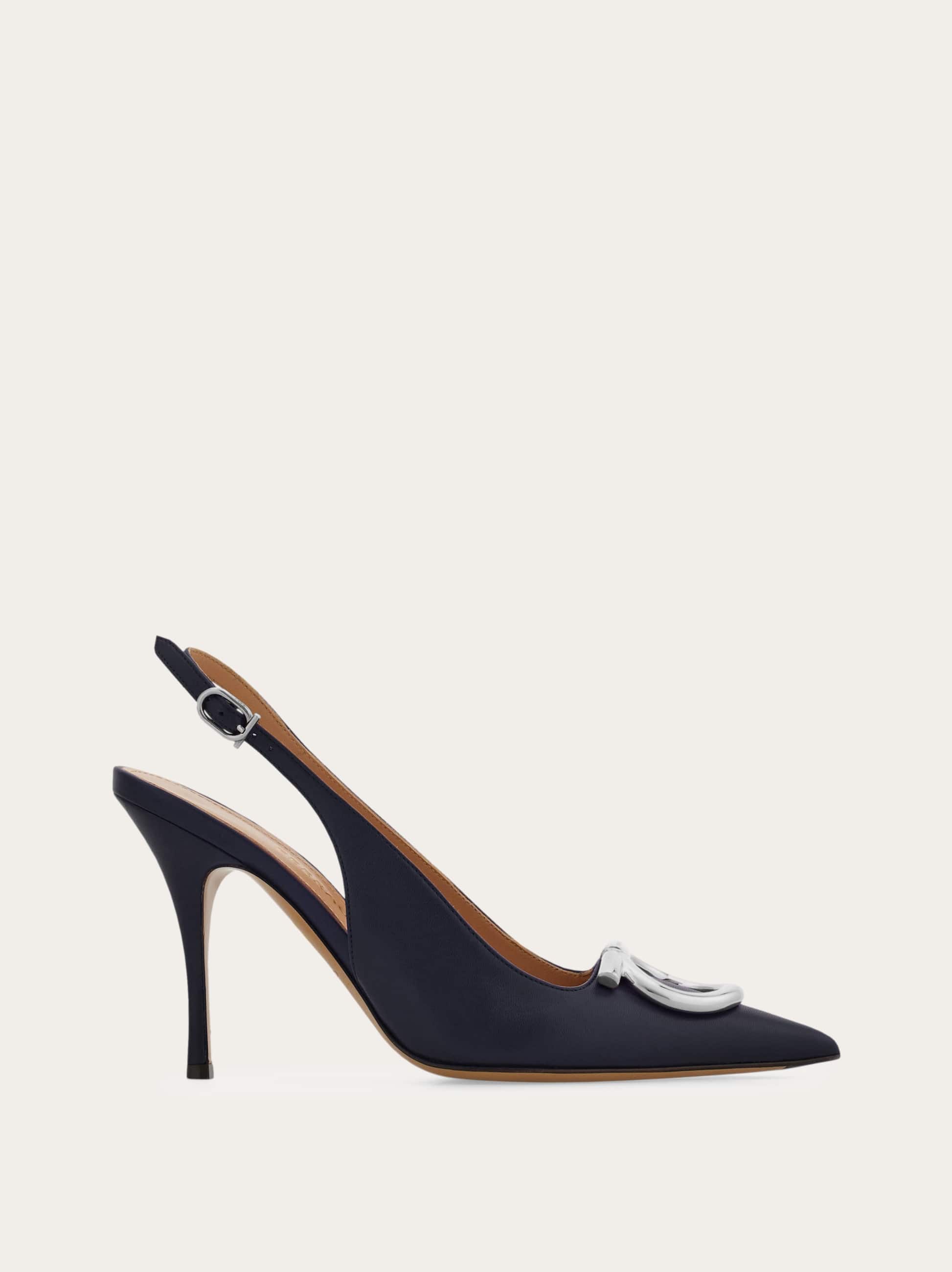 Ferragamo Maxi Gancini Slingback Pump In Blue