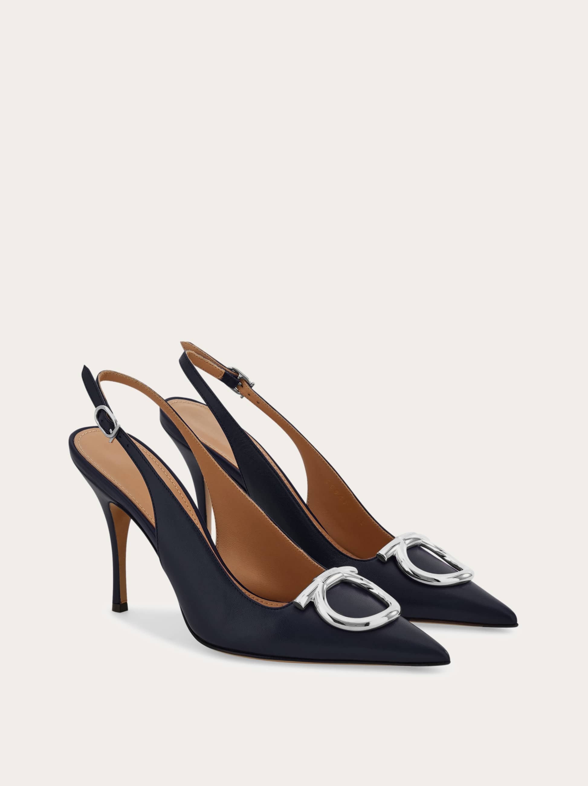 Ferragamo Maxi Gancini Slingback Pump In Blue