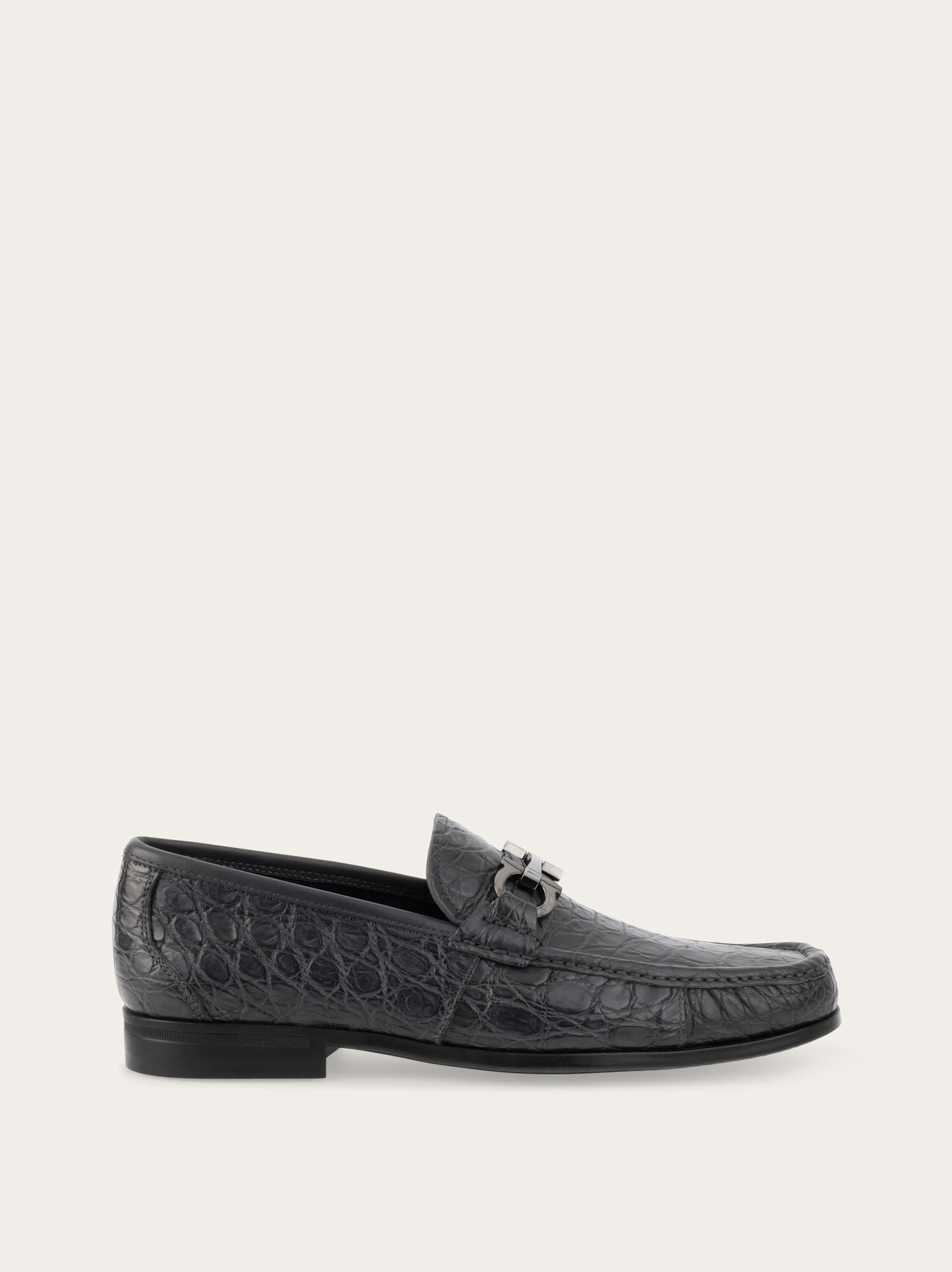 Ferragamo Men Moccasin with Gancini ornament Grey Size 7