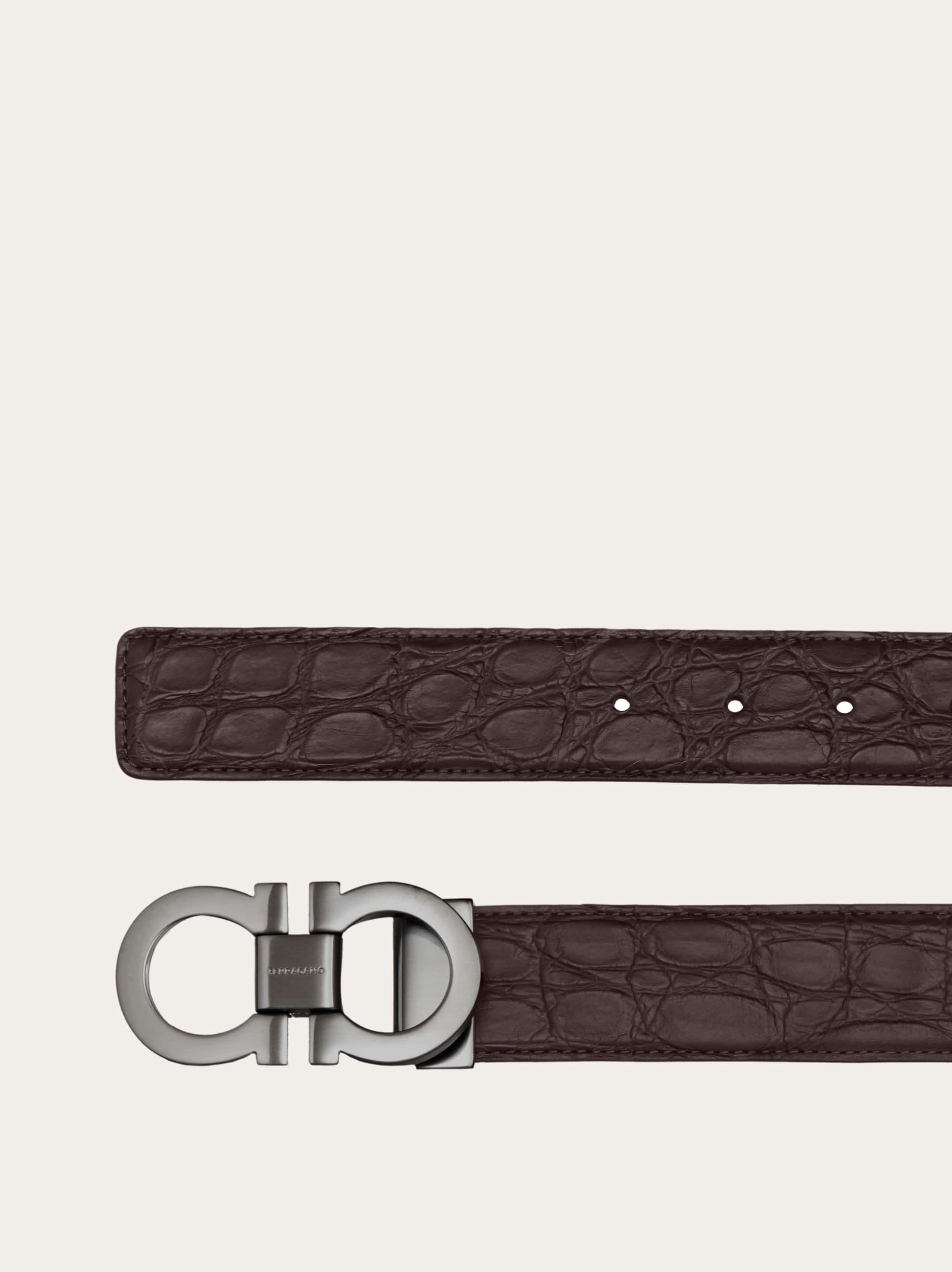 Ferragamo Adjustable Gancini Belt In Brown