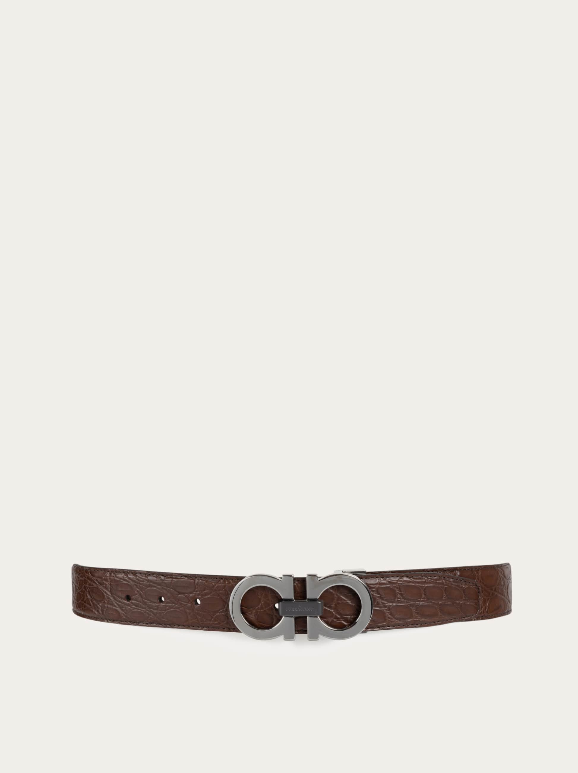 Ferragamo Adjustable Gancini Belt In Brown