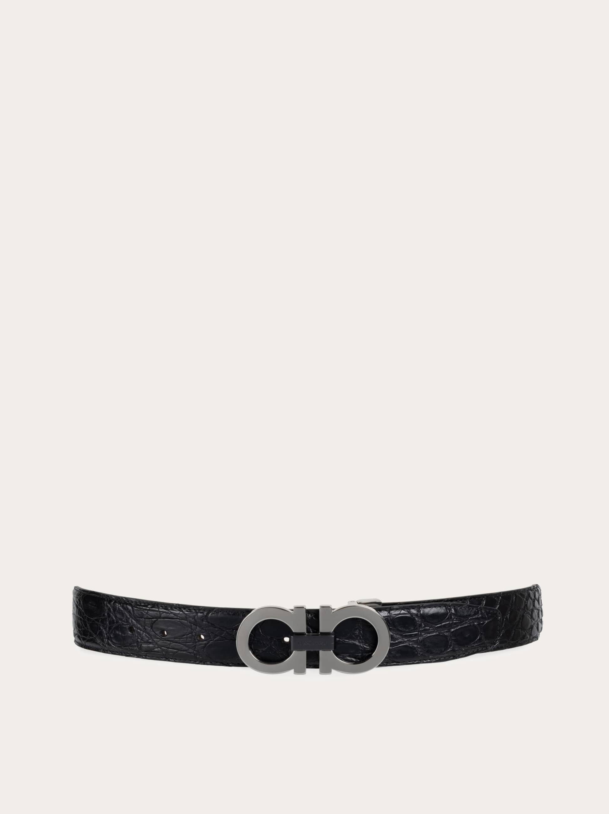 Ferragamo Adjustable Gancini Belt In Black