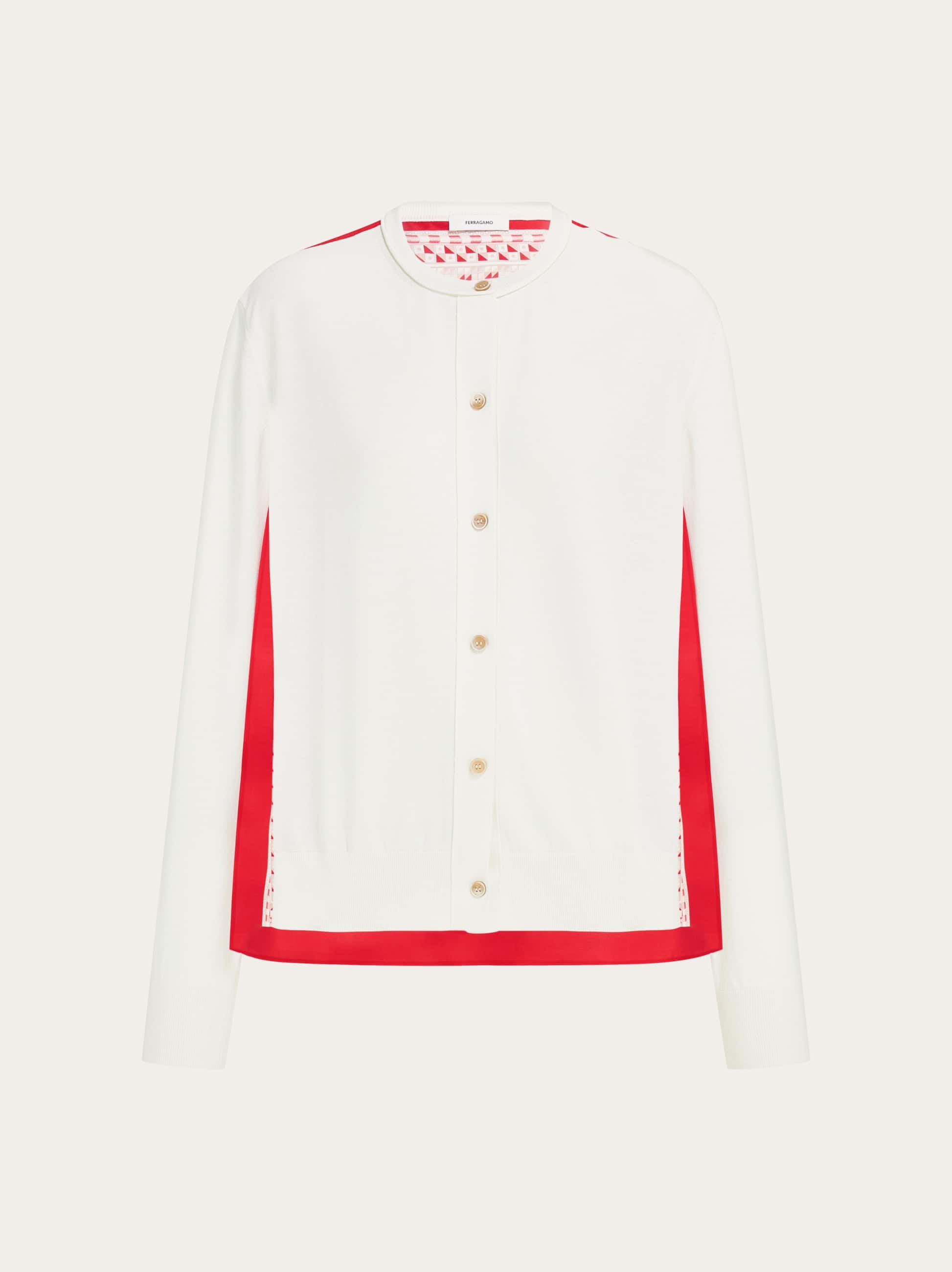 Ferragamo Silk Twill Cardigan In White