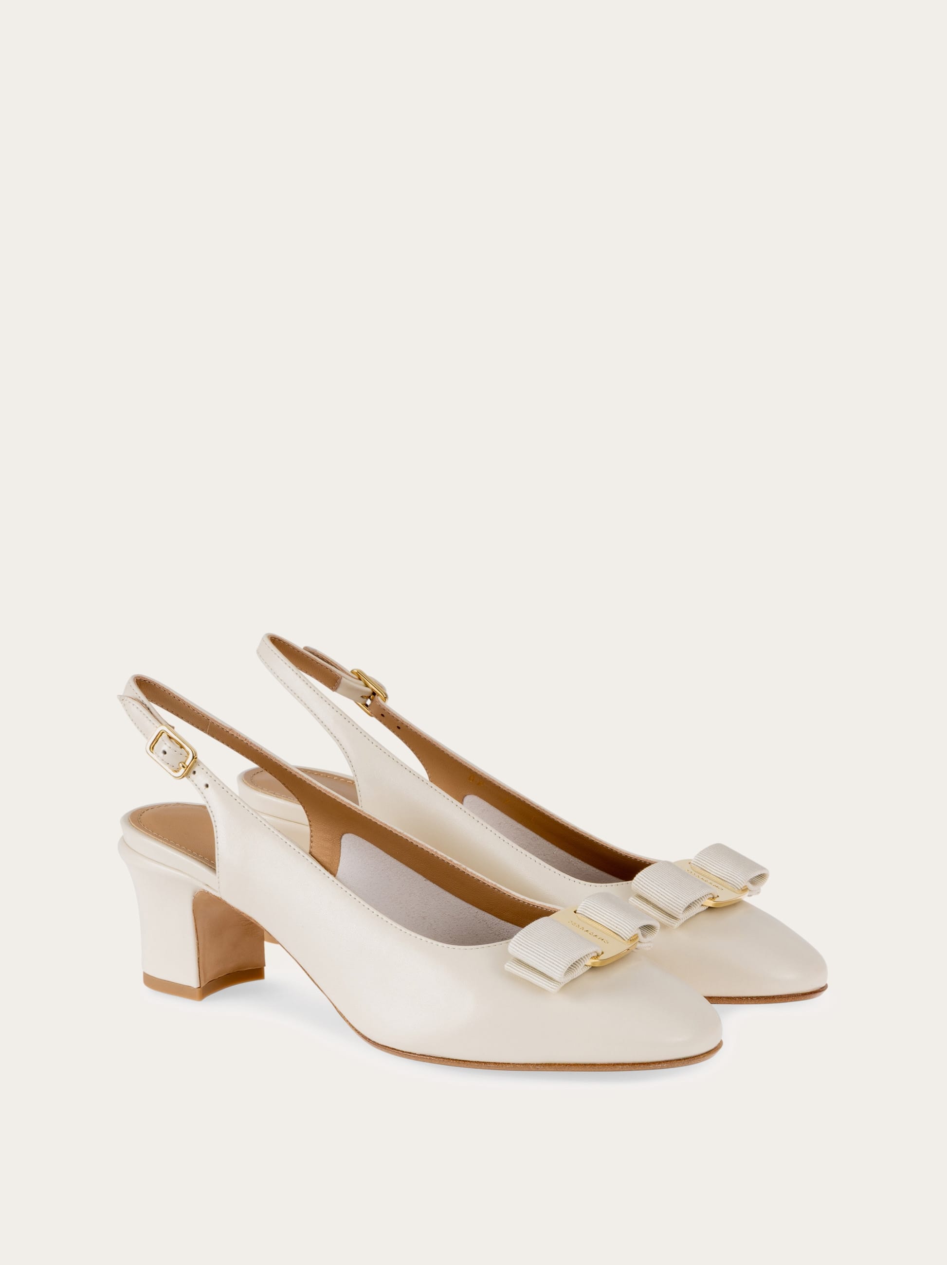Ferragamo Women Mascarpone Vara Bow Slingback Pumps In Neutral