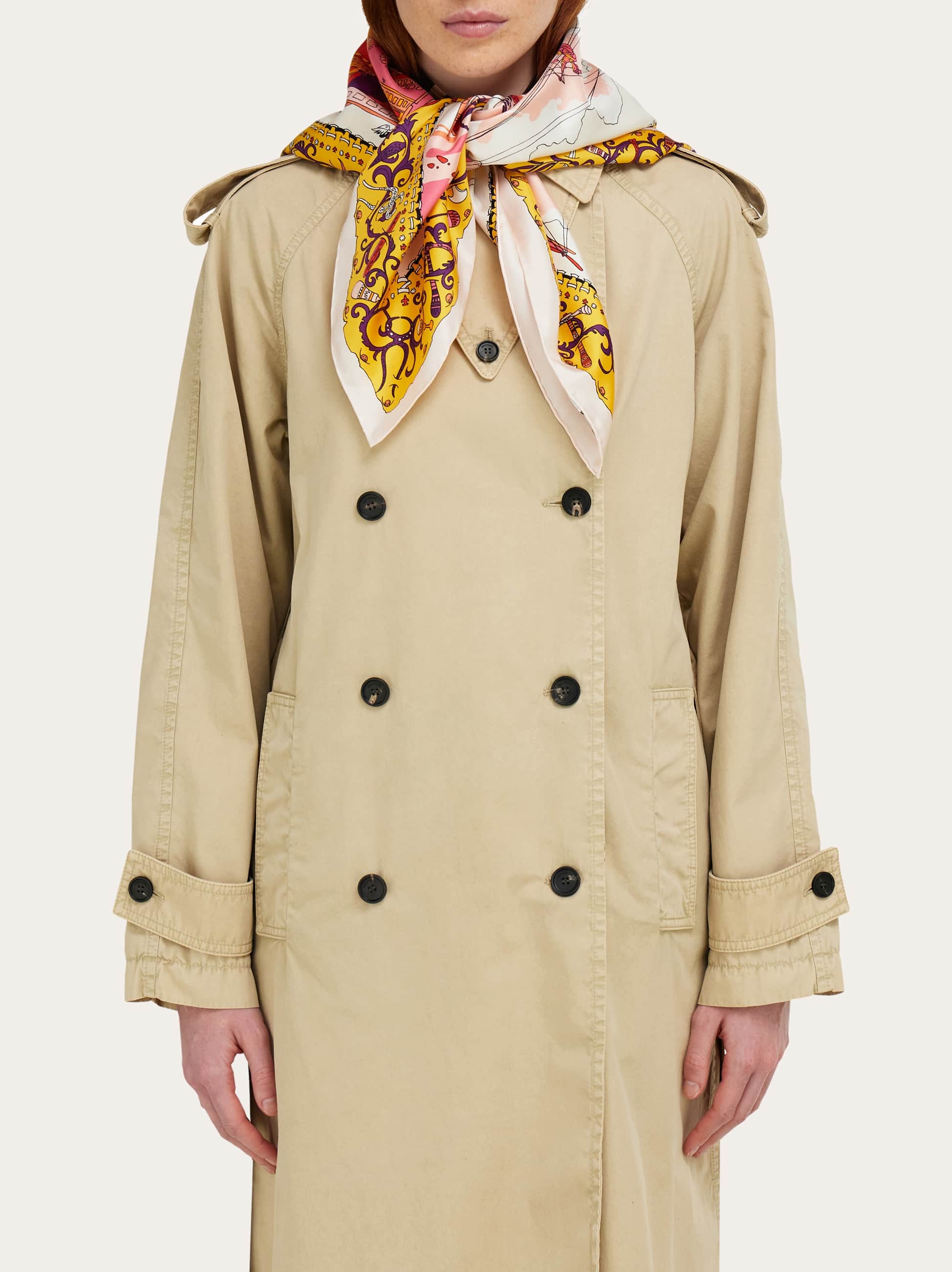  Ferragamo Damen Seidenhalstuch Mit Palazzo Spini Feroni-print Gelb 