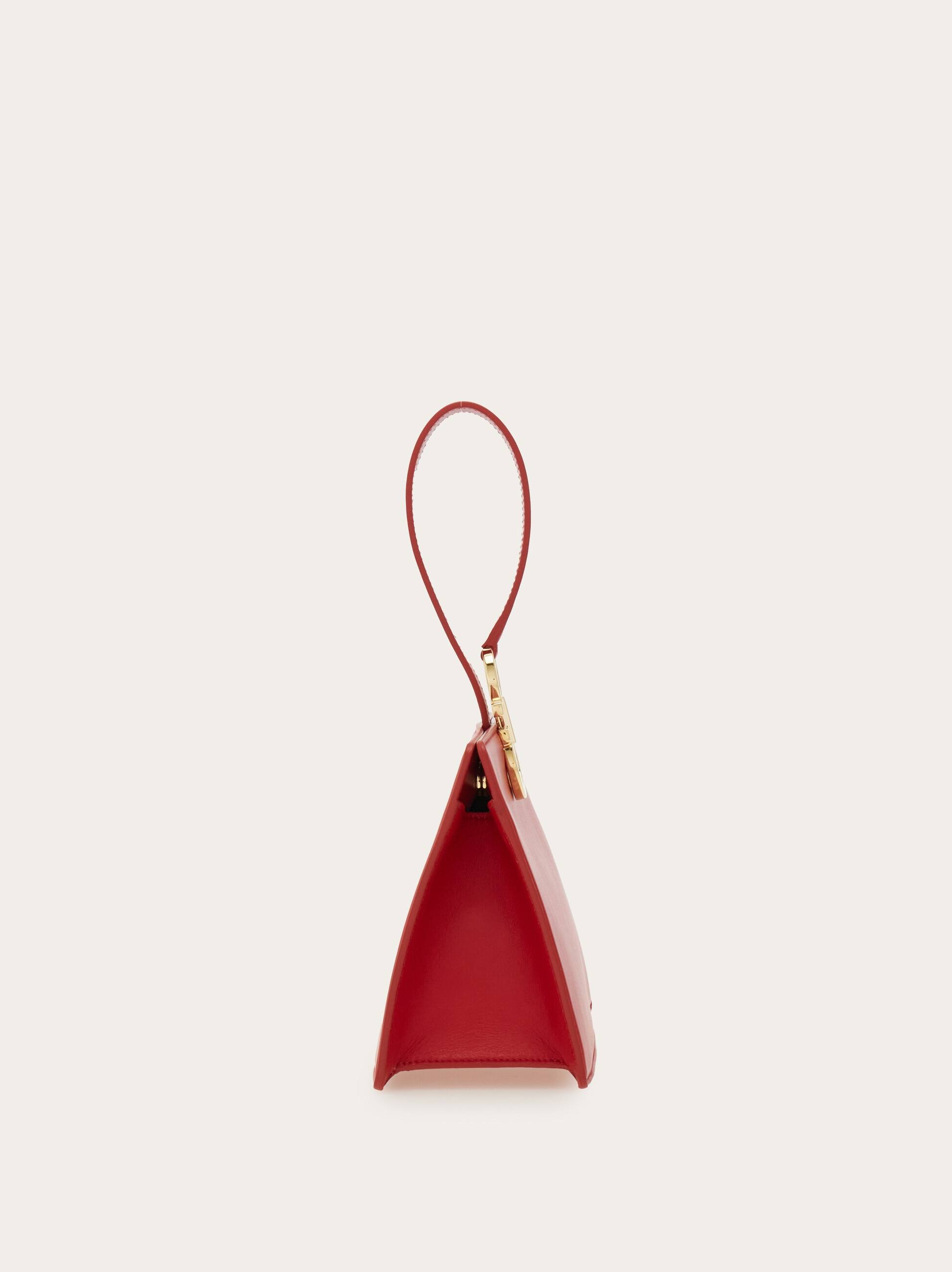 Ferragamo Mini Embellished Glossed-leather Clutch In Red