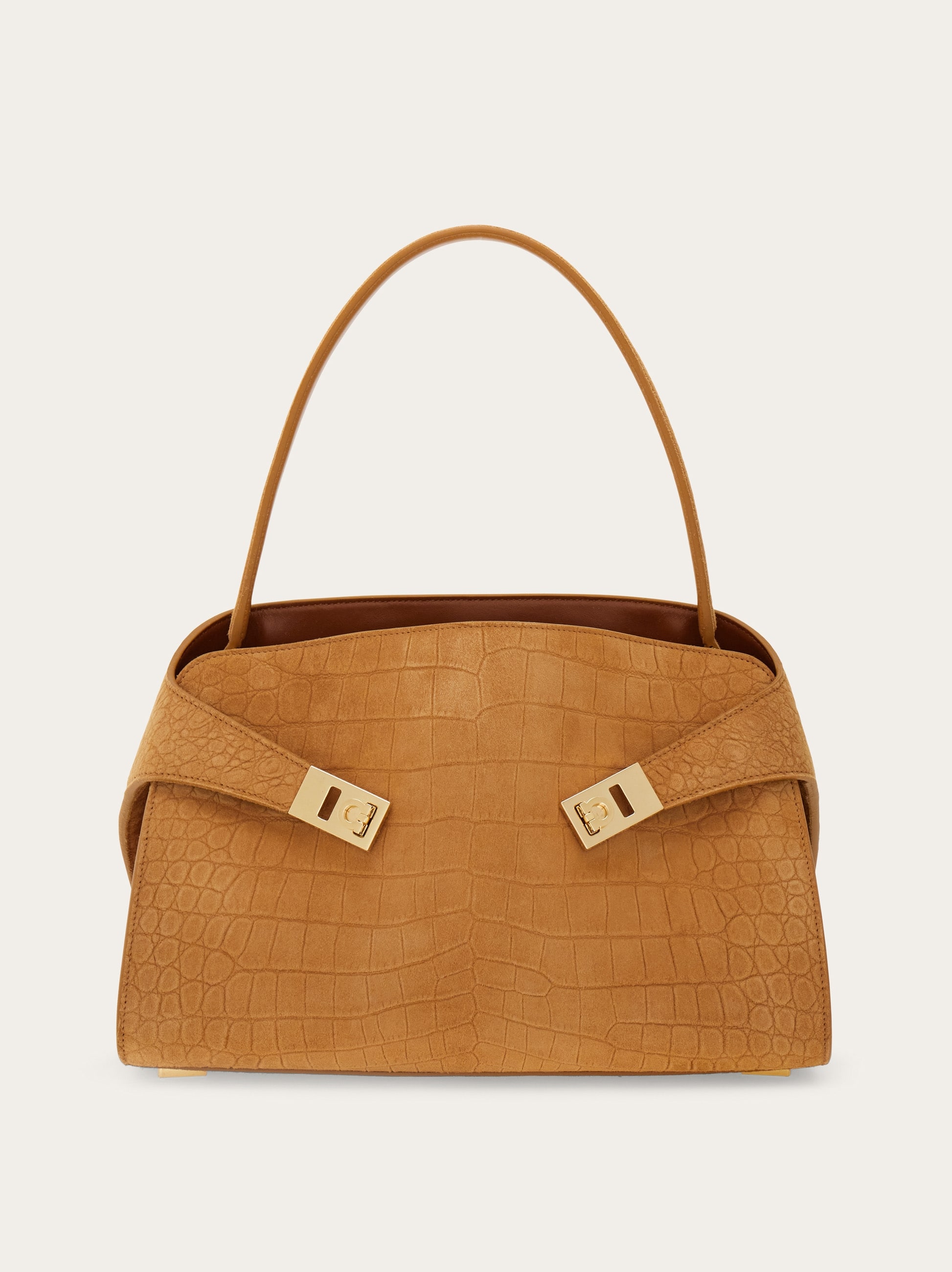 Ferragamo Hug Soft Shoulder Bag (m) In Brown