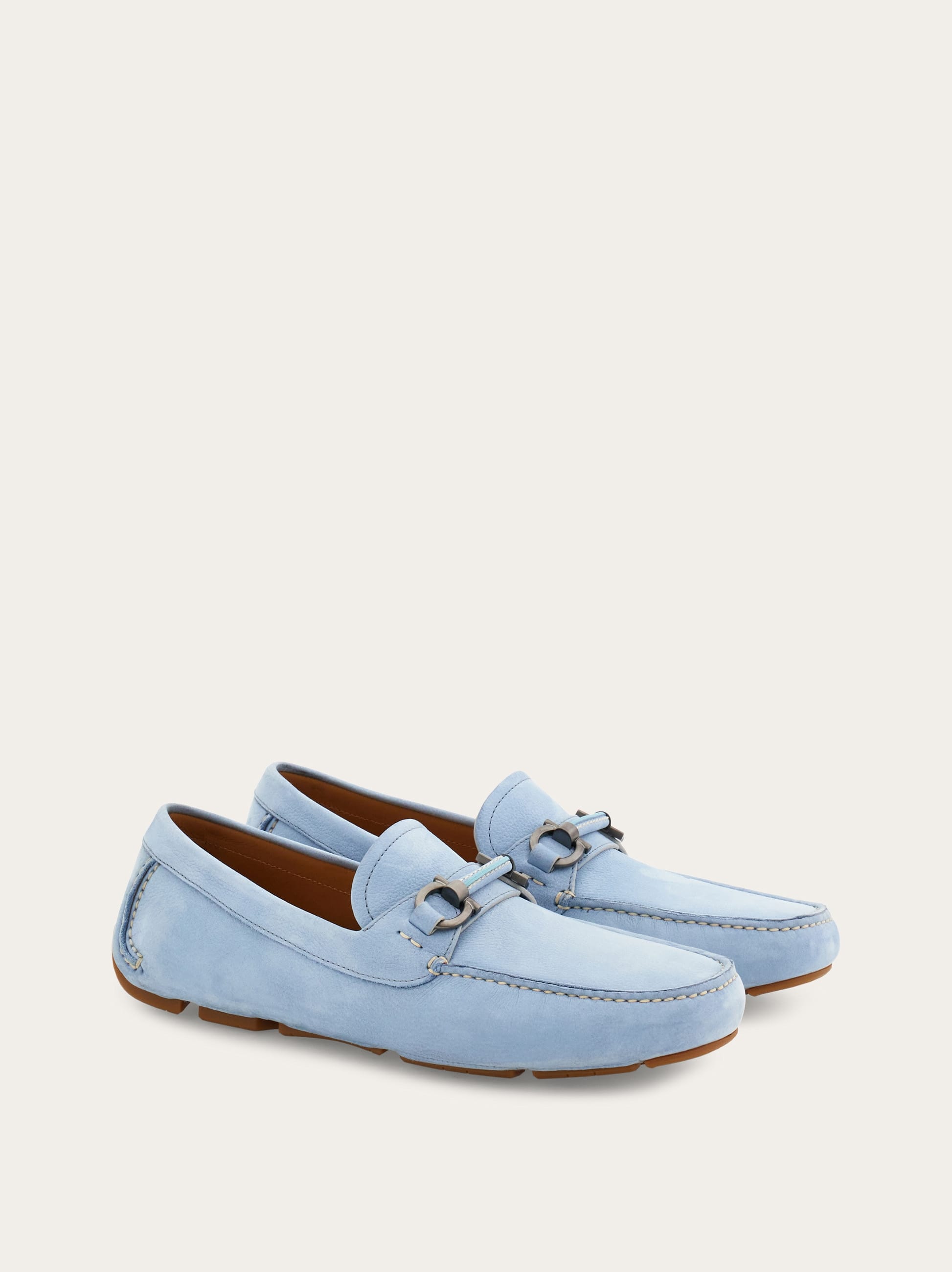  Ferragamo Herren Driver-mokassin Mit Gancini-ornament Blau Größe 39.5 