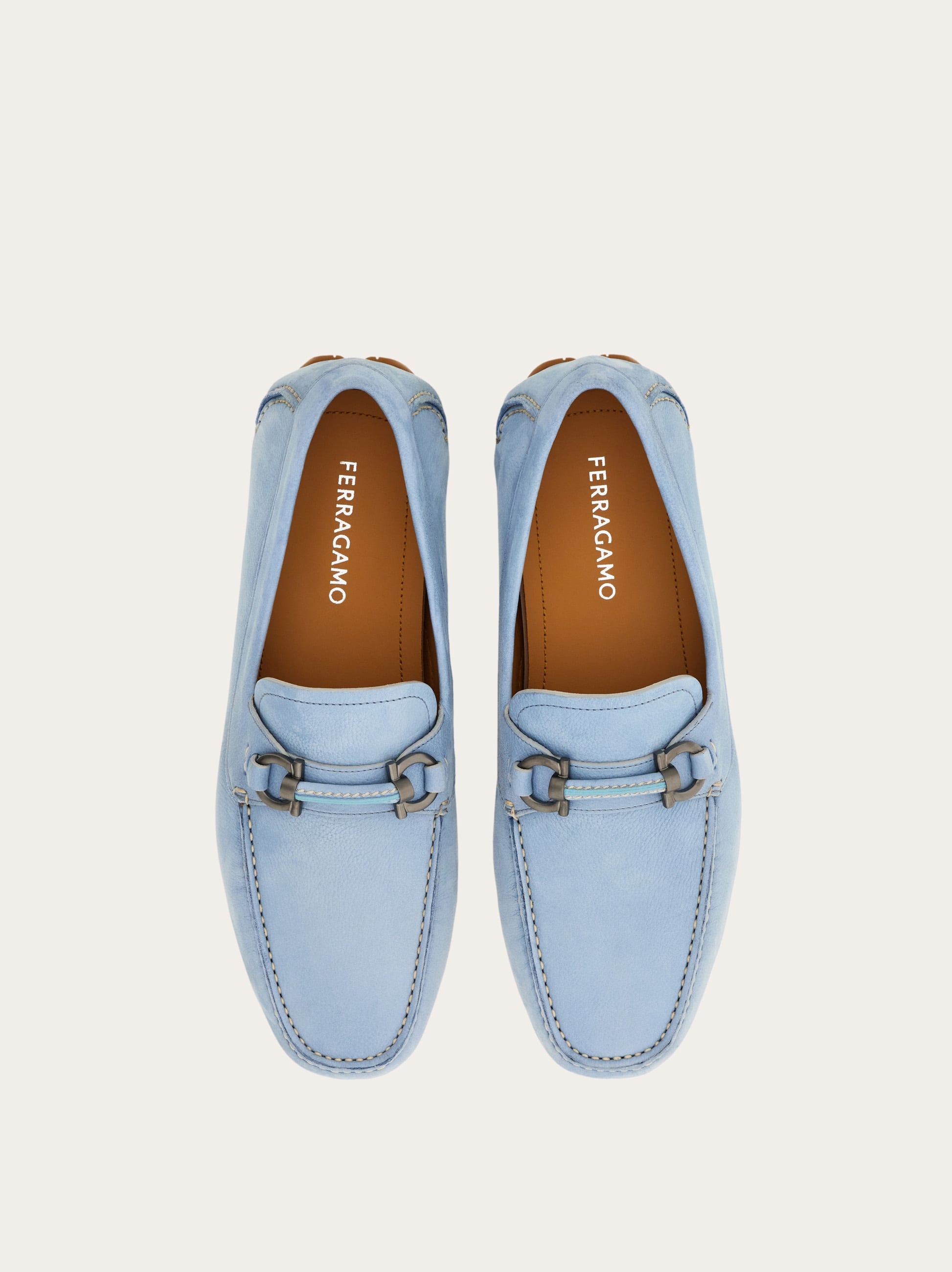  Ferragamo Herren Driver-mokassin Mit Gancini-ornament Blau Größe 39.5 