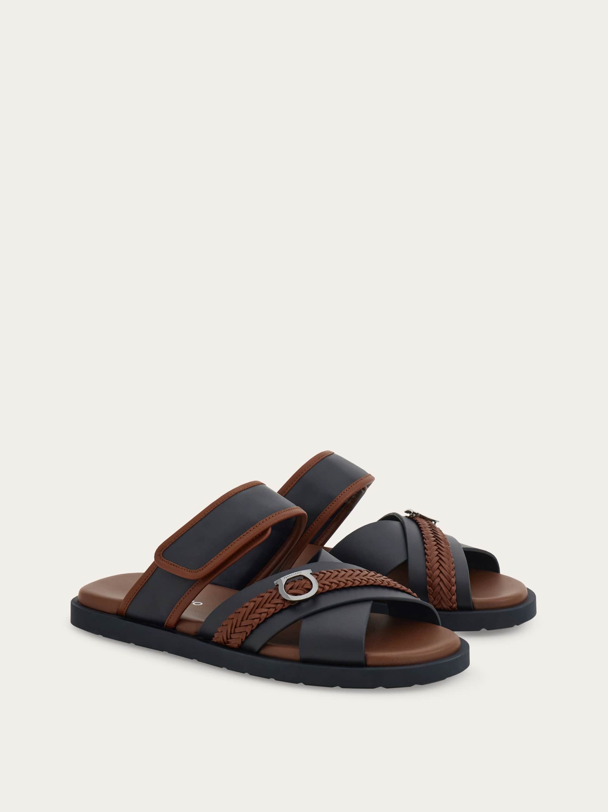  Ferragamo Herren Sandale Mit Gancini-ornament Blau Größe 41 