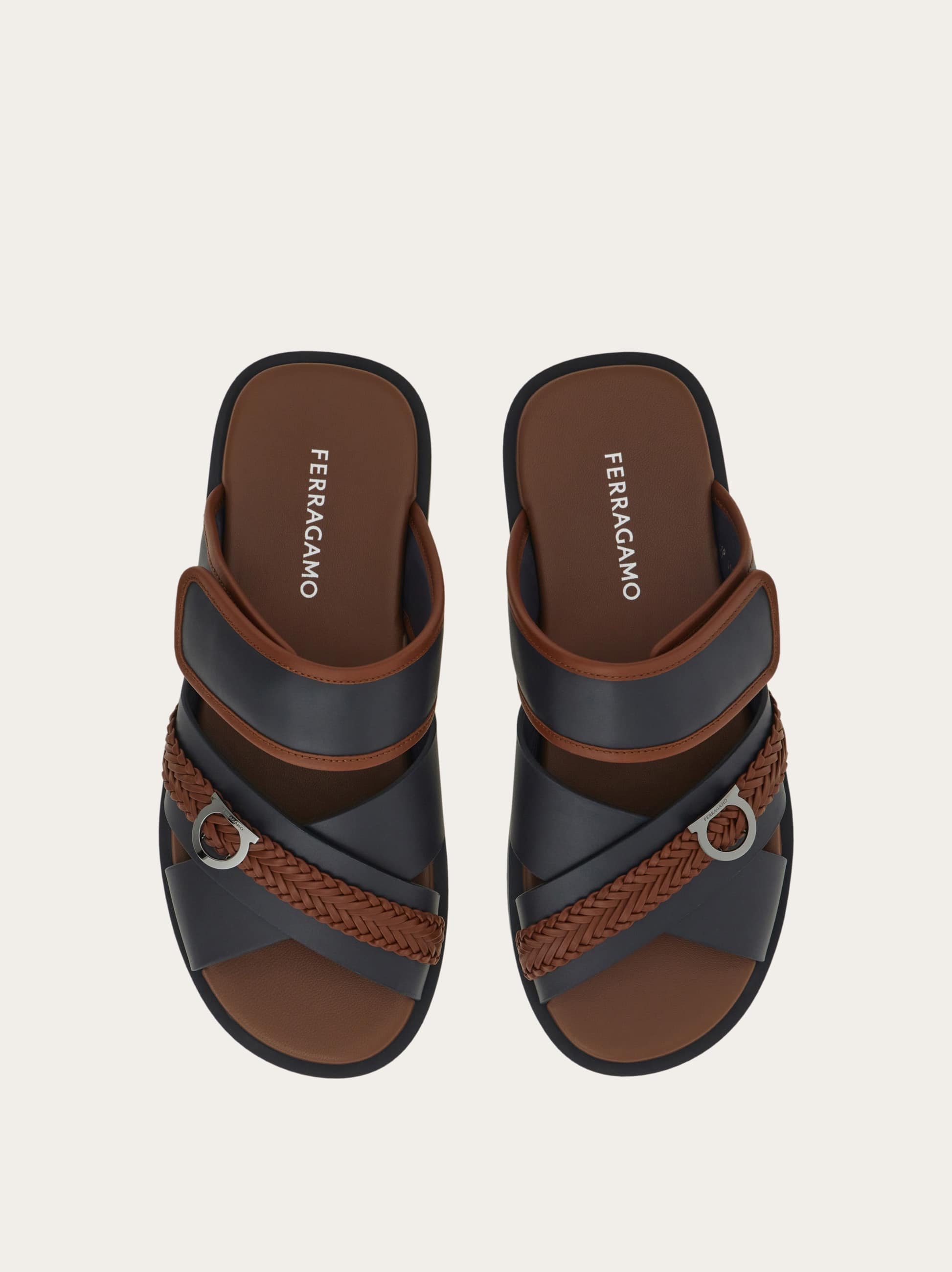  Ferragamo Herren Sandale Mit Gancini-ornament Blau Größe 41 