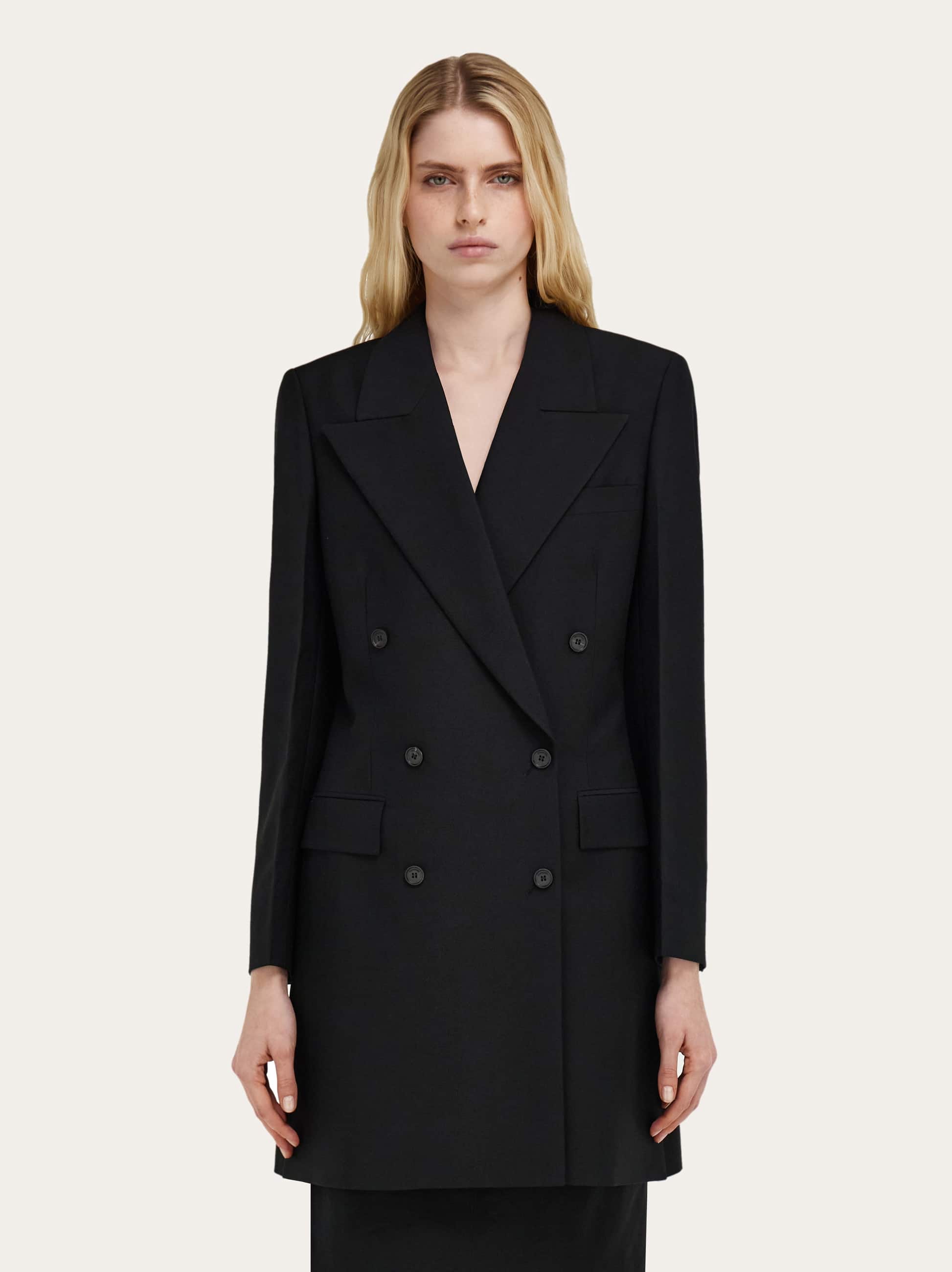  Ferragamo Damen Zweireihiger Blazer Schwarz 