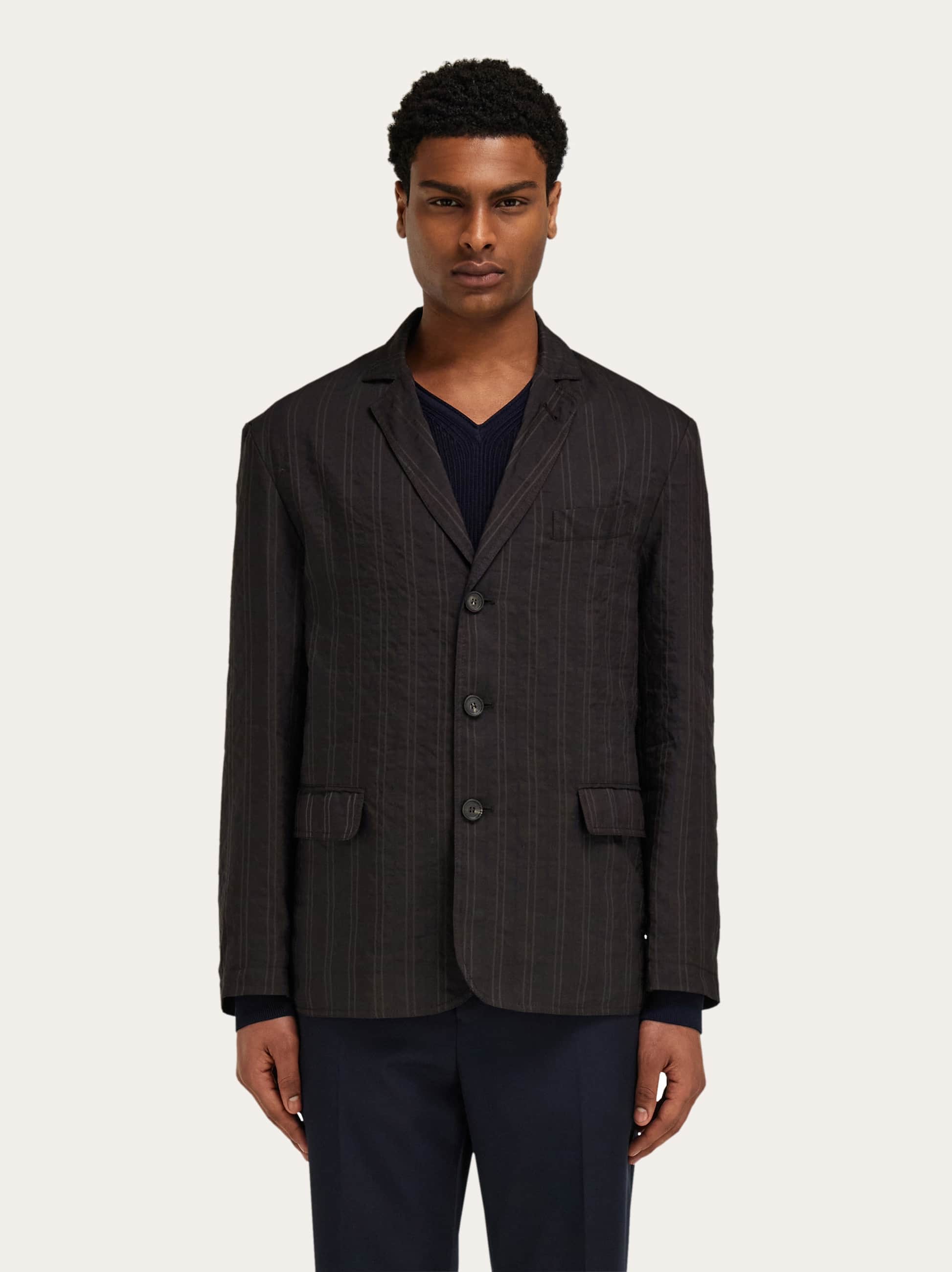  Ferragamo Men Single Breasted Blazer Brown 