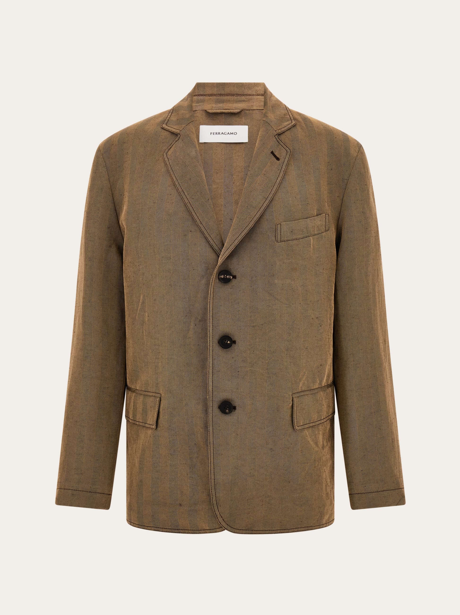 Ferragamo Single Breasted Blazer In Brown