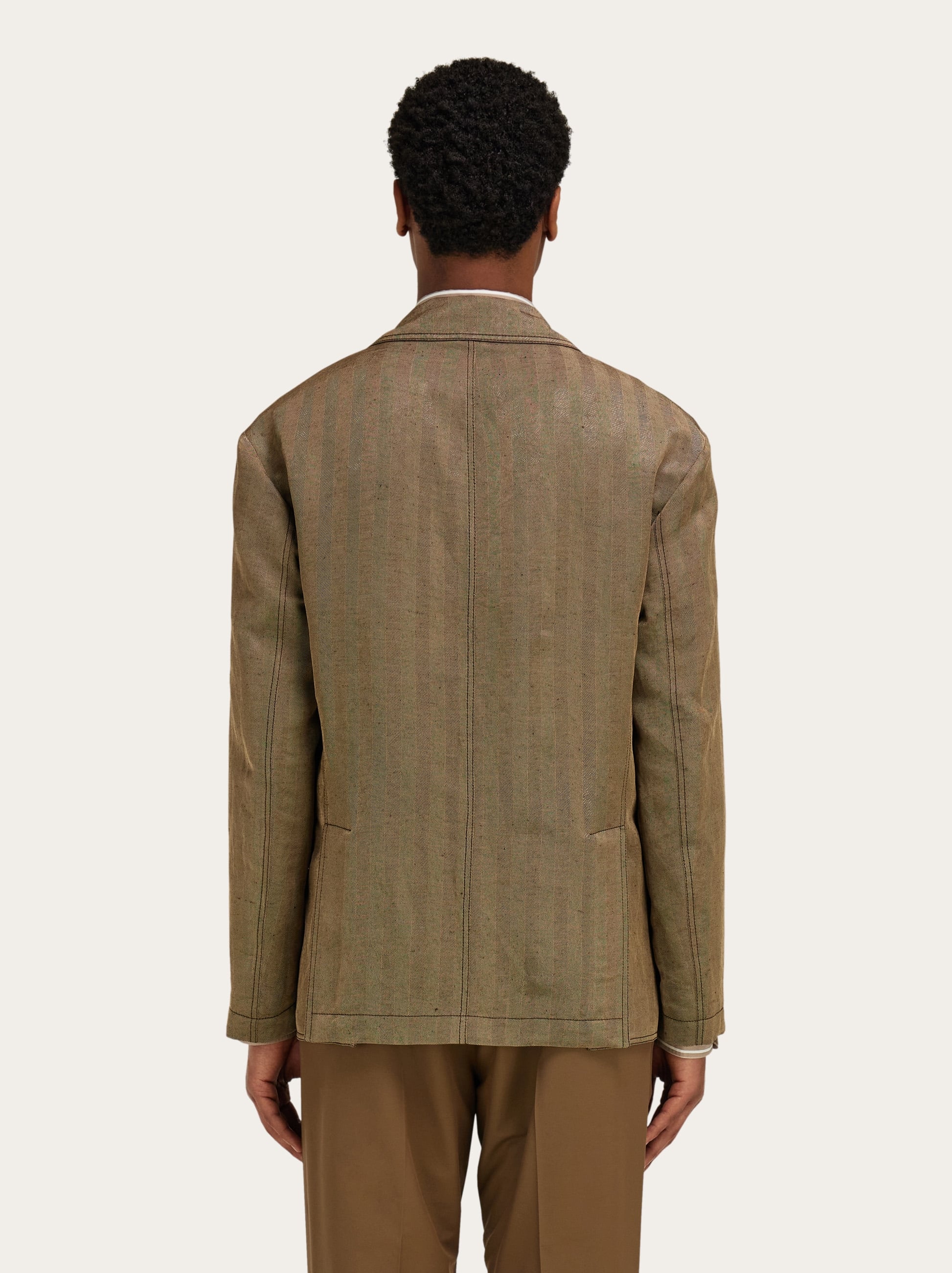  Ferragamo Men Single Breasted Blazer Beige 