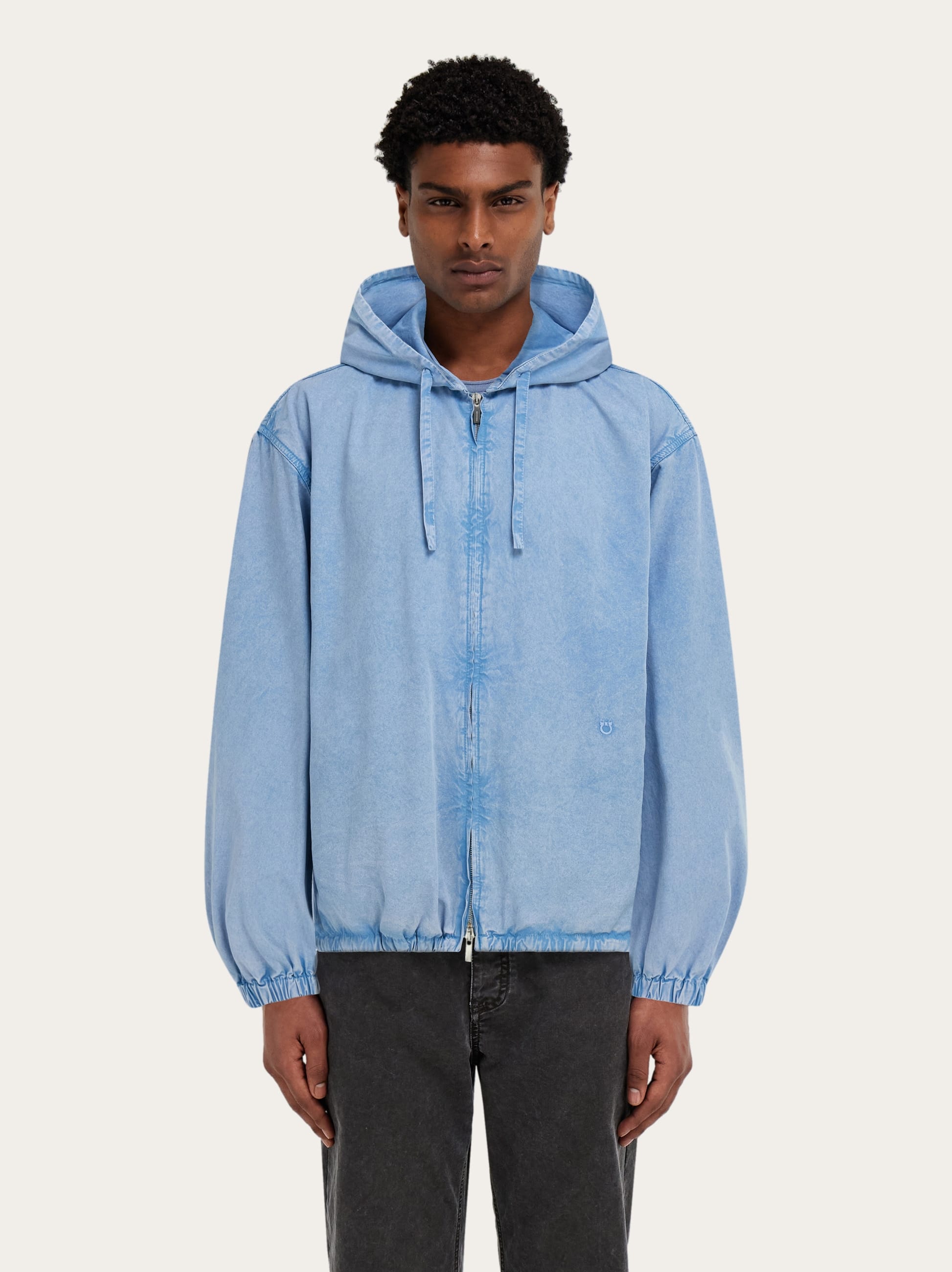  Ferragamo Herren Blouson Aus Baumwolle Und Seide Blau 