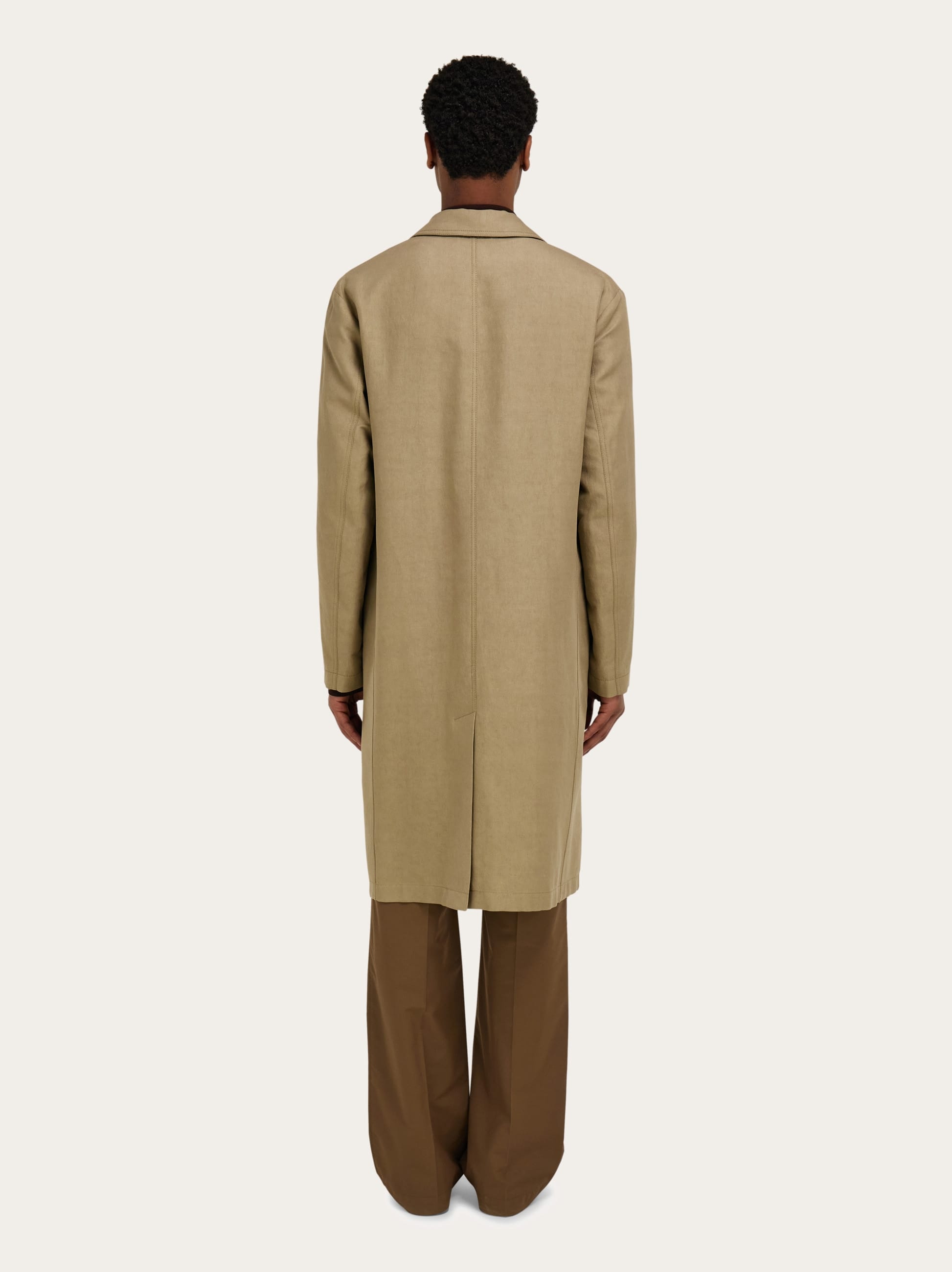  Ferragamo Men Linen Blend Duster Beige 