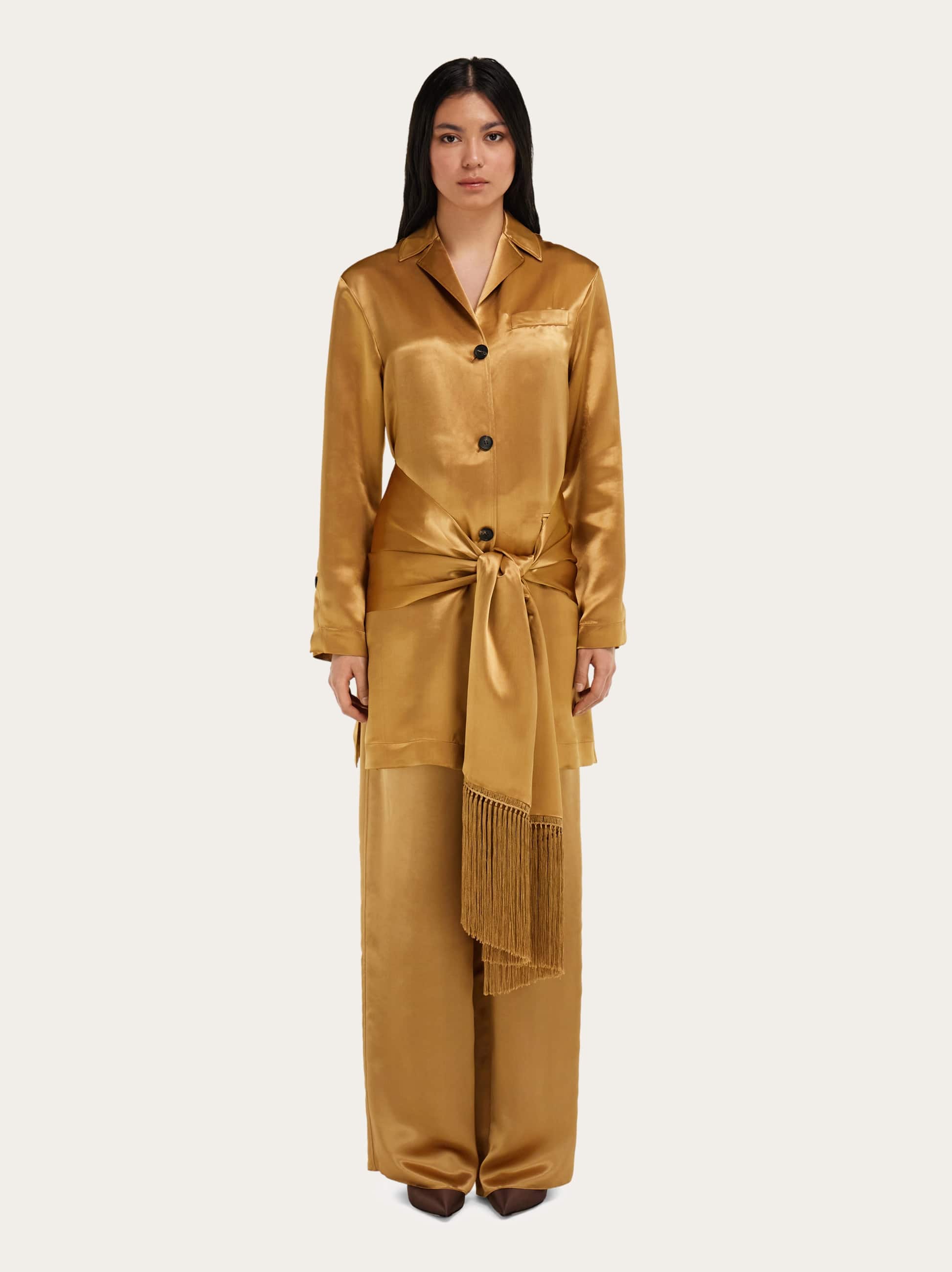  Ferragamo Damen Satinjacke Beige 