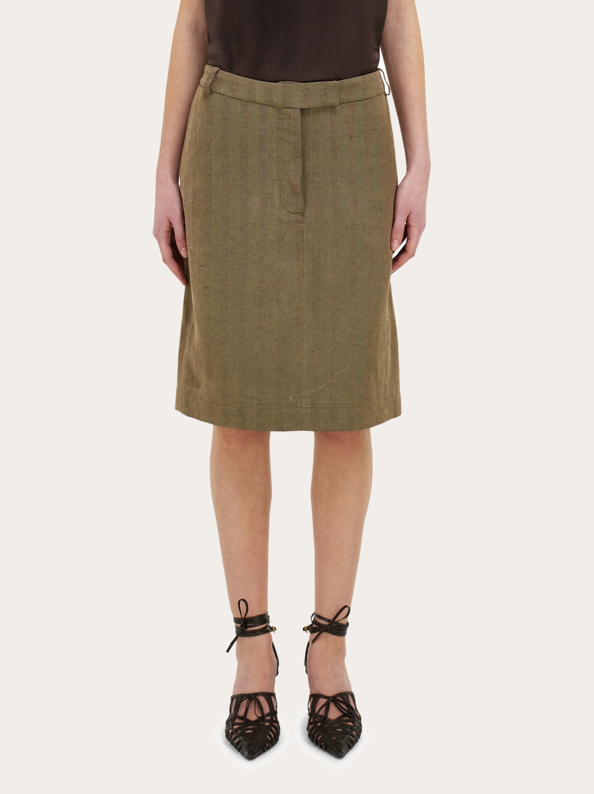  Ferragamo Damen Knielanger Rock Beige 