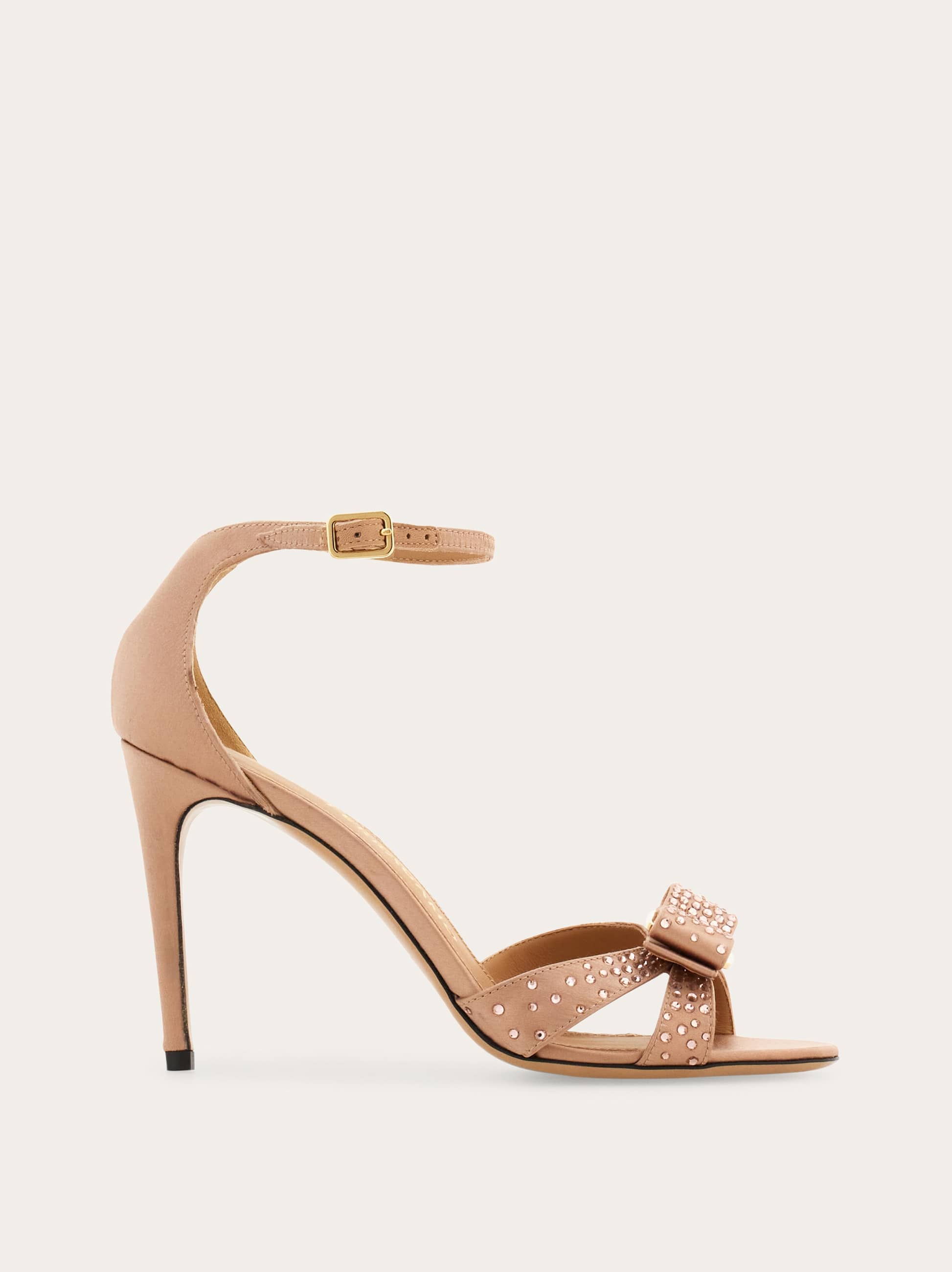 Ferragamo Donna Sandalo fiocco Vara con cristalli Beige Taglia 36.5