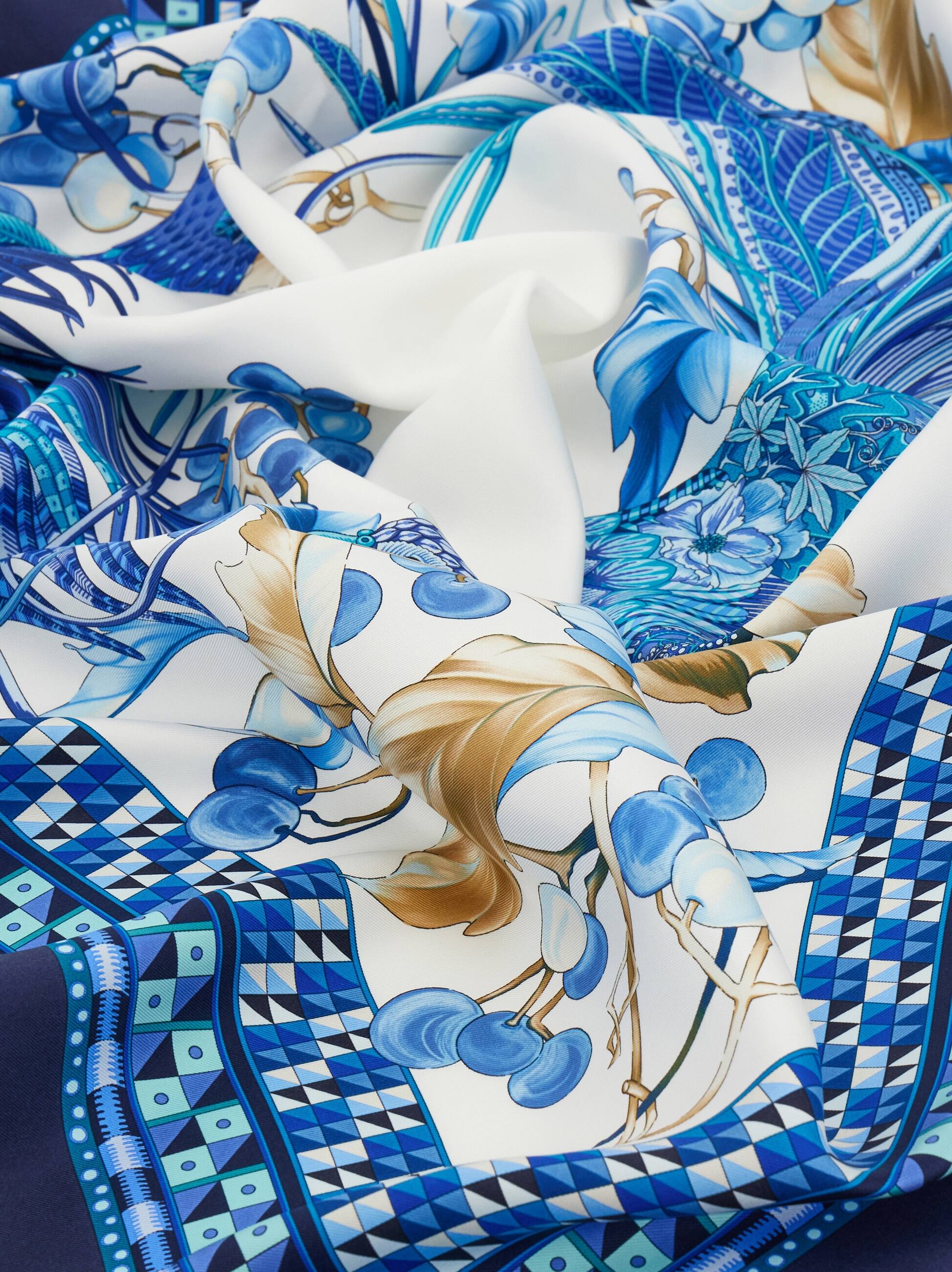  Ferragamo Damen Seidenhalstuch Mit Tiere-print Blau 