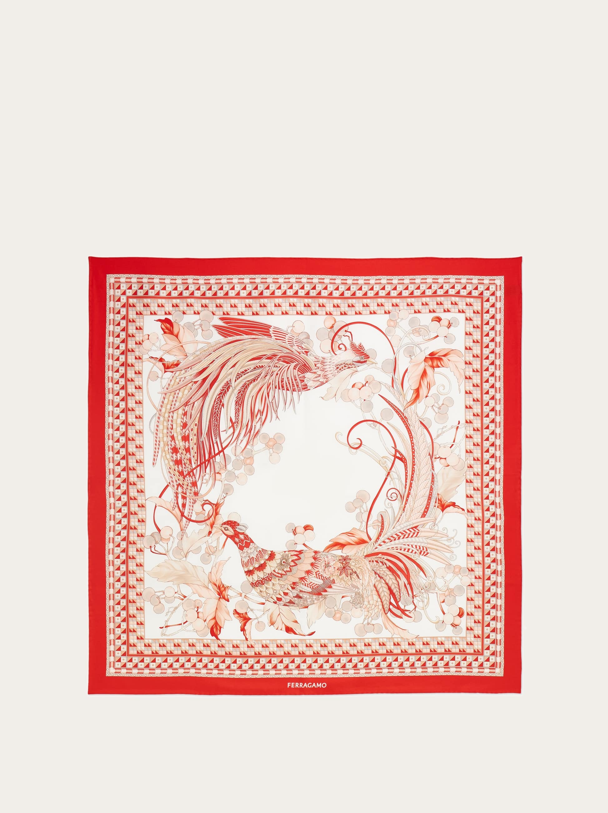 Ferragamo Donna Foulard in seta stampa Animali Rosso