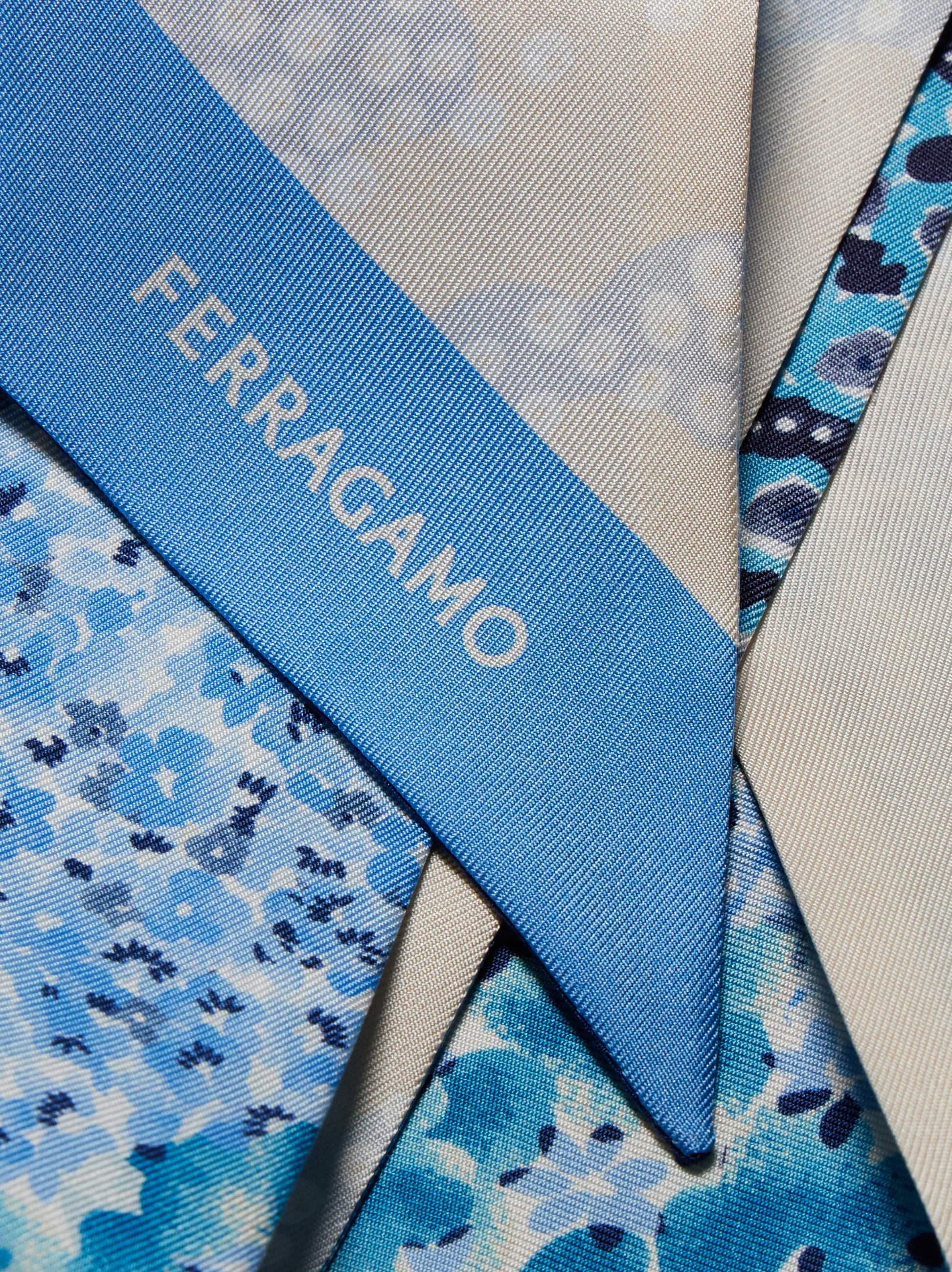  Ferragamo Damen Mini-bandeau-tuch Mit Palazzo Spini Feroni-print Blau 