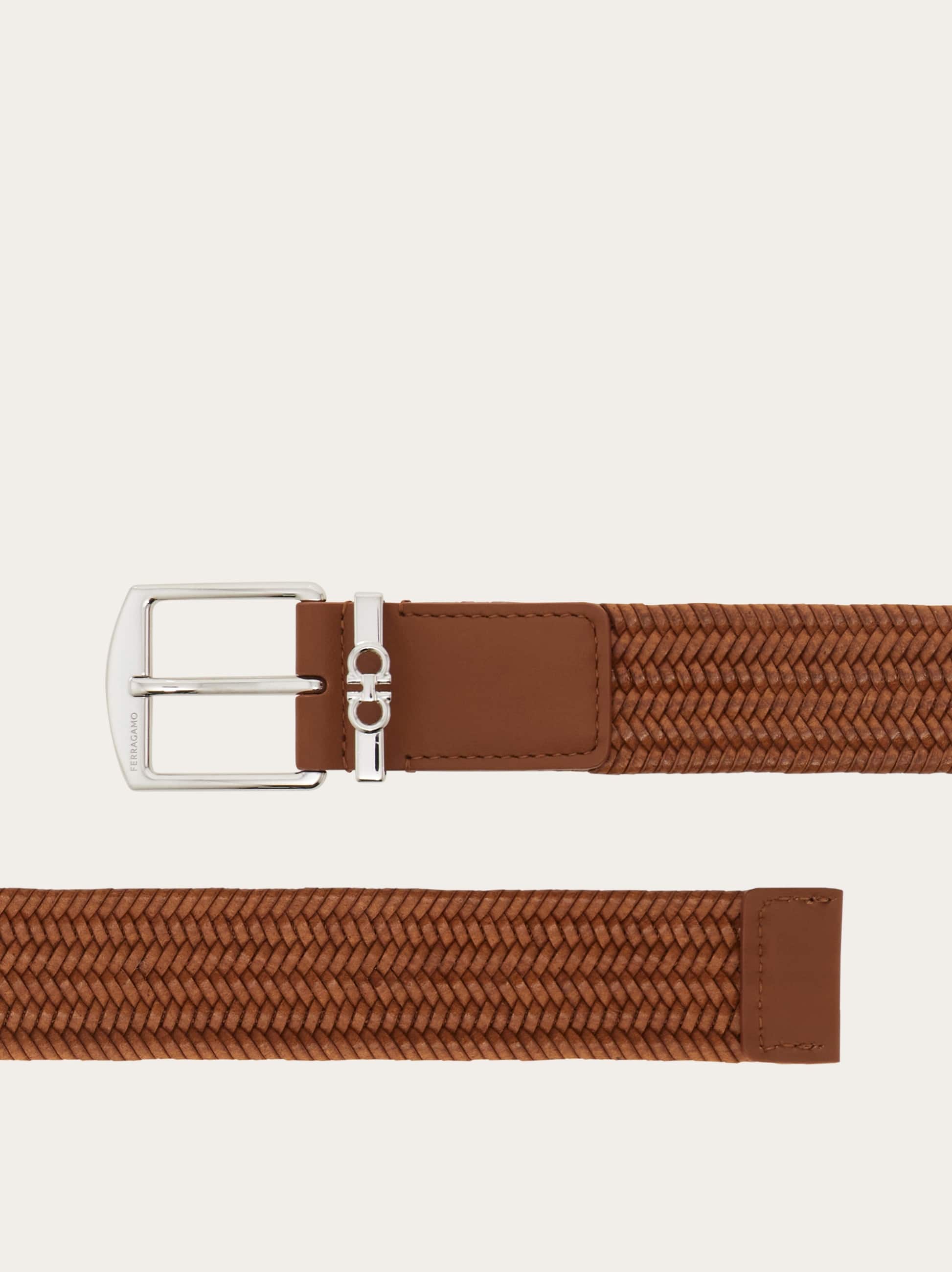  Ferragamo Herren Flechtgürtel Braun 