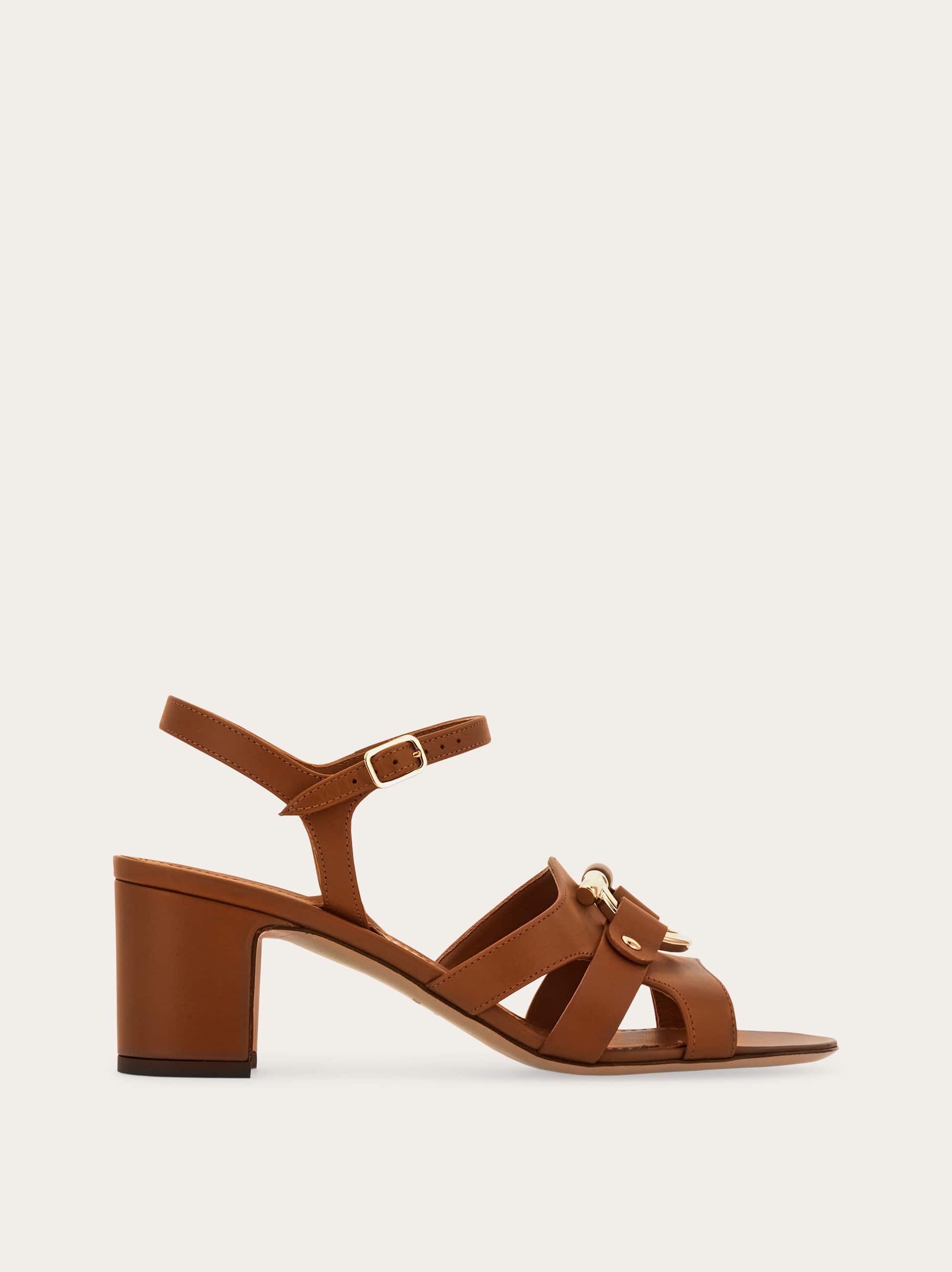 Ferragamo Donna Sandalo ornamento Gancini Marrone Taglia 36