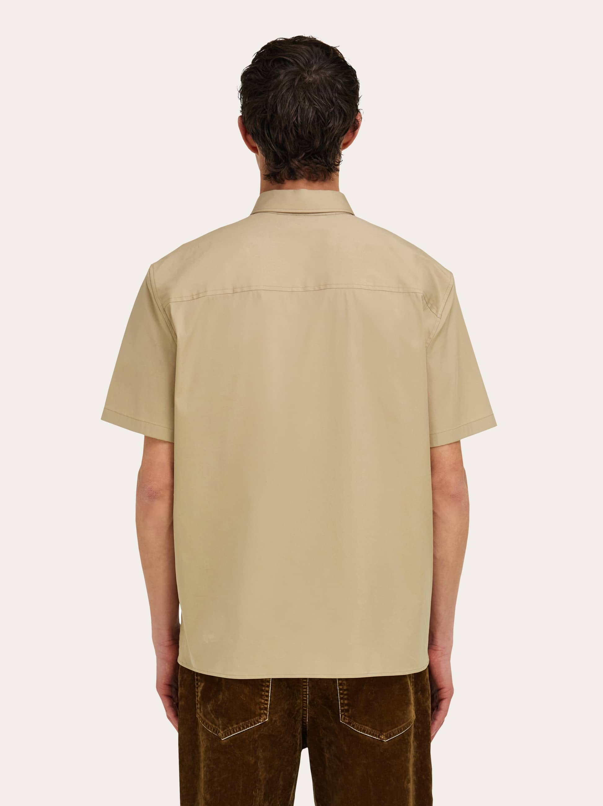 Ferragamo Herren Kurzarmhemd Beige 