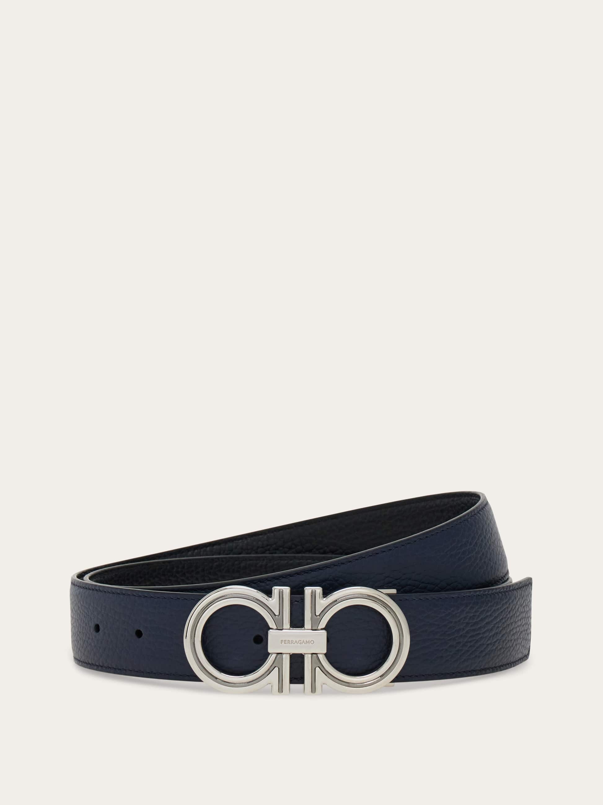Ferragamo Uomo Cintura reversibile e regolabile Gancini Blu