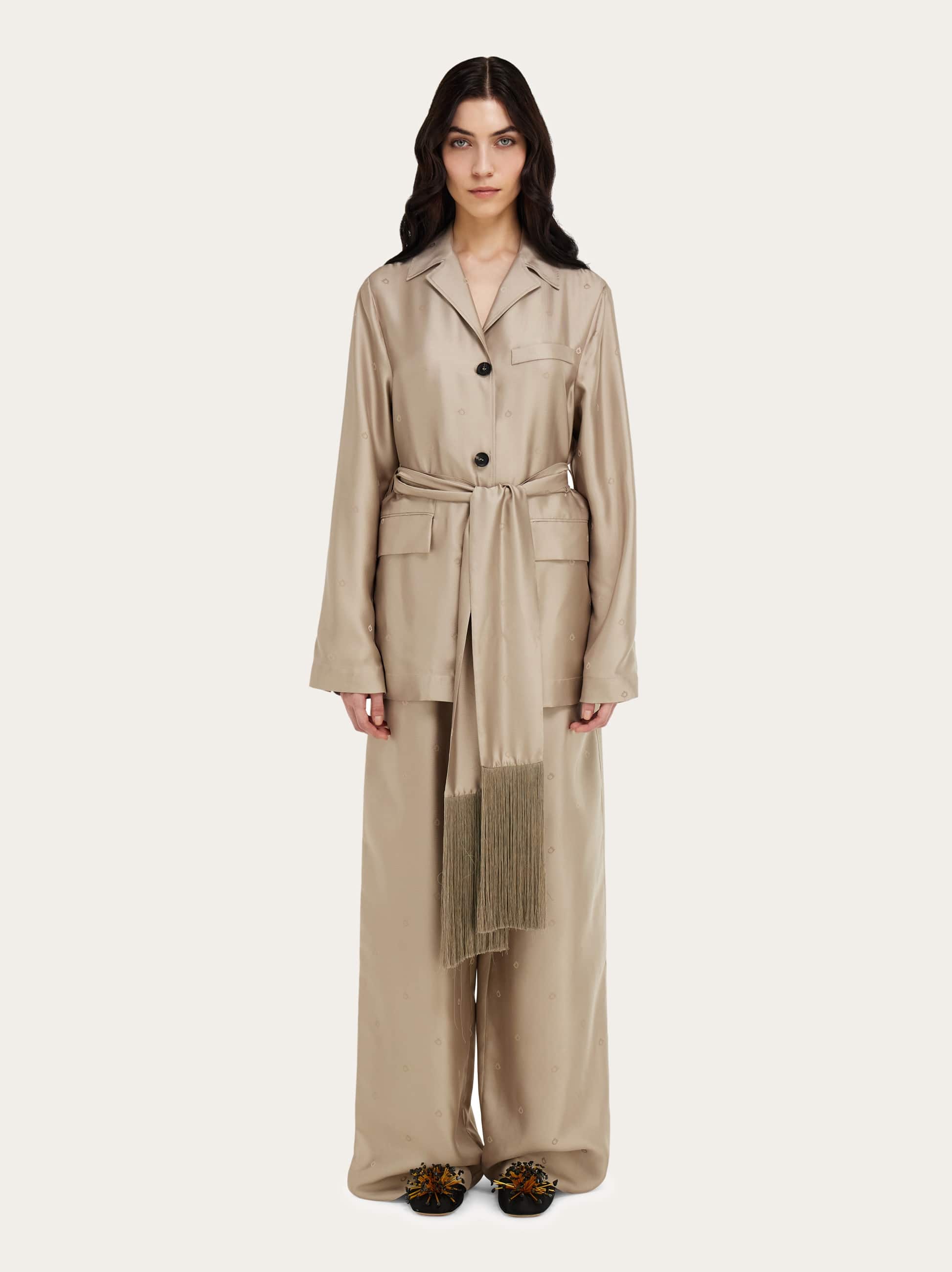  Ferragamo Damen Overshirt In Jacquard-ausführung Beige 