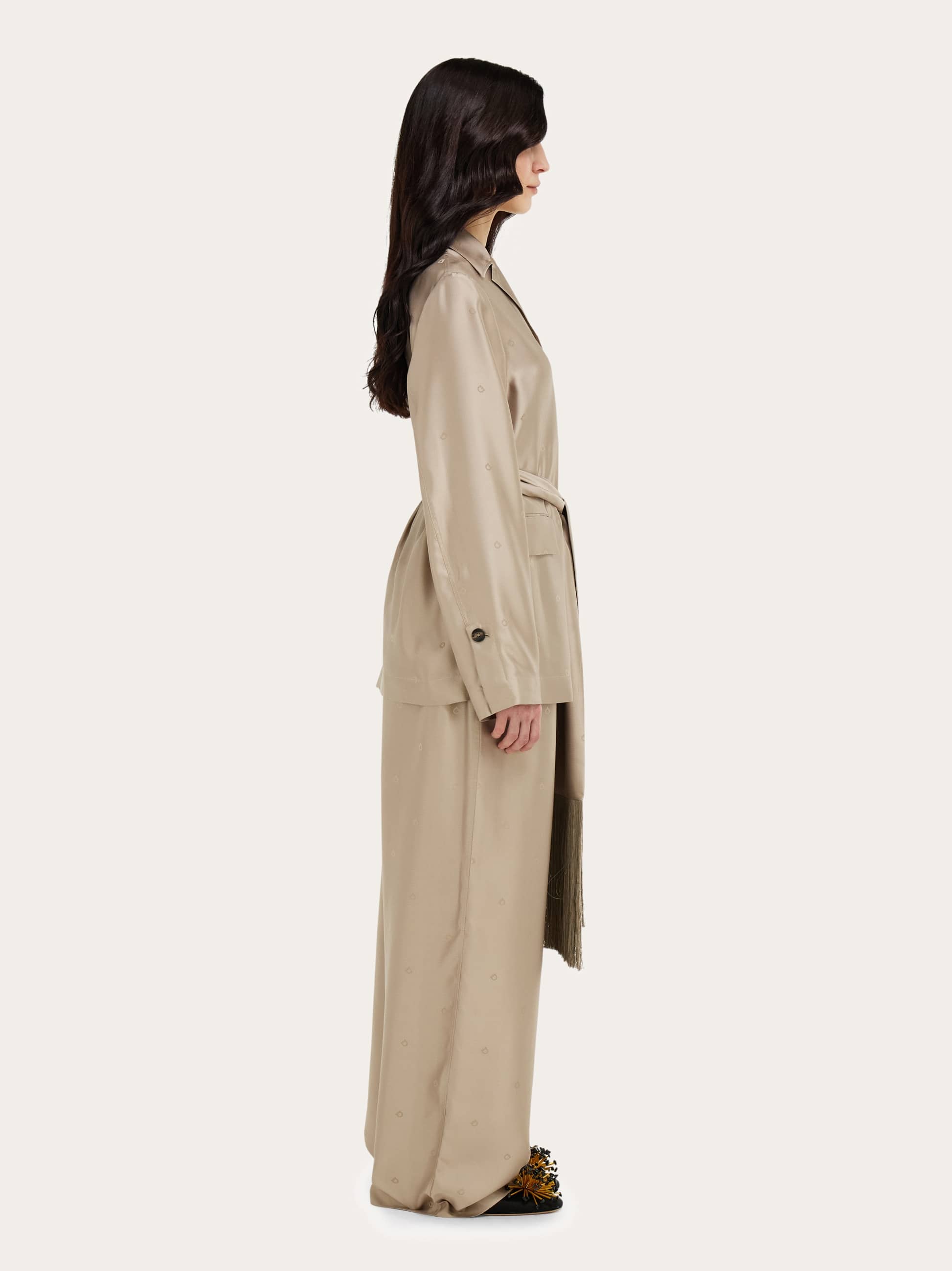 Ferragamo Damen Overshirt In Jacquard-ausführung Beige 