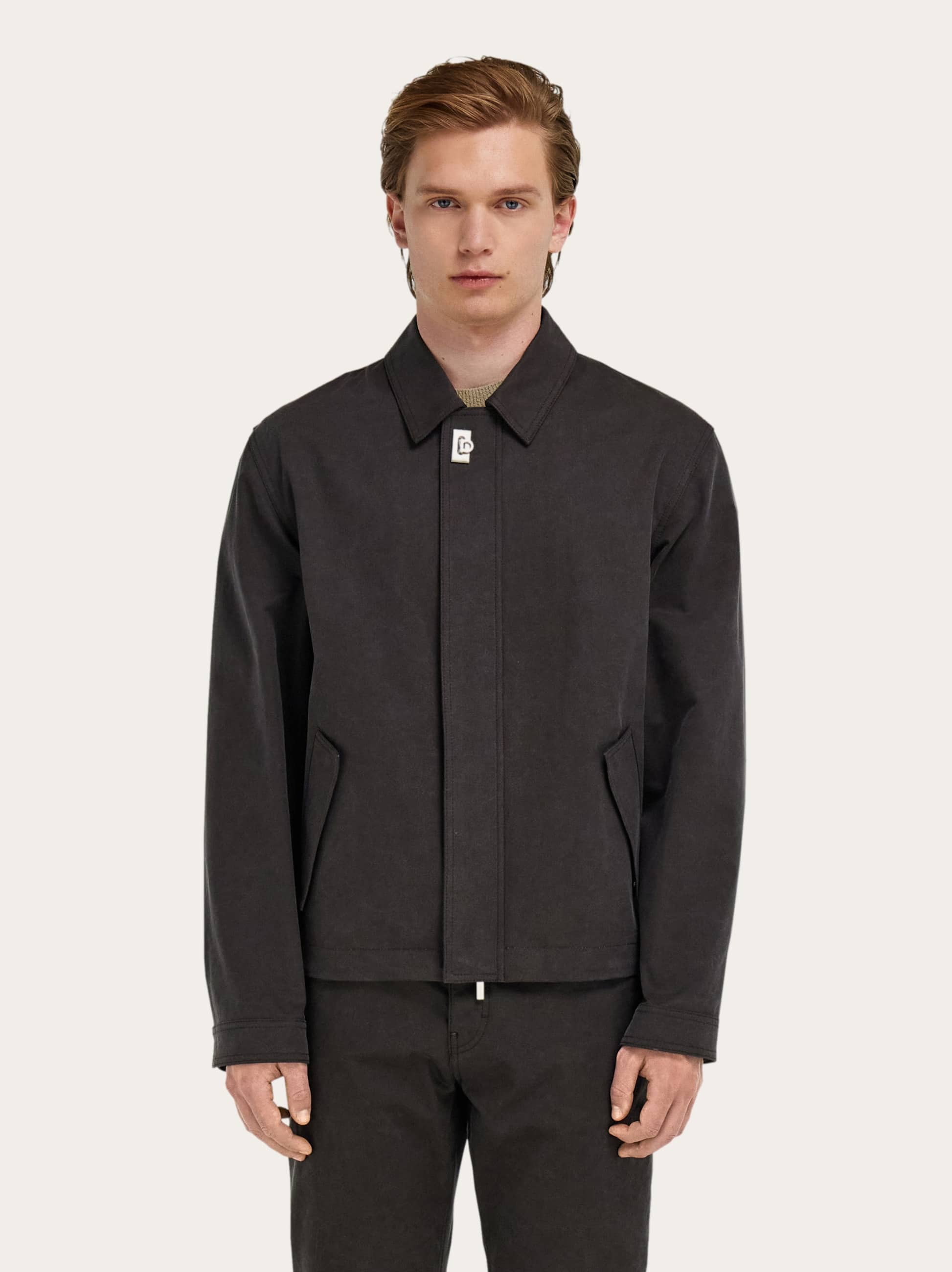  Ferragamo Men Washed Canvas Blouson Blue 
